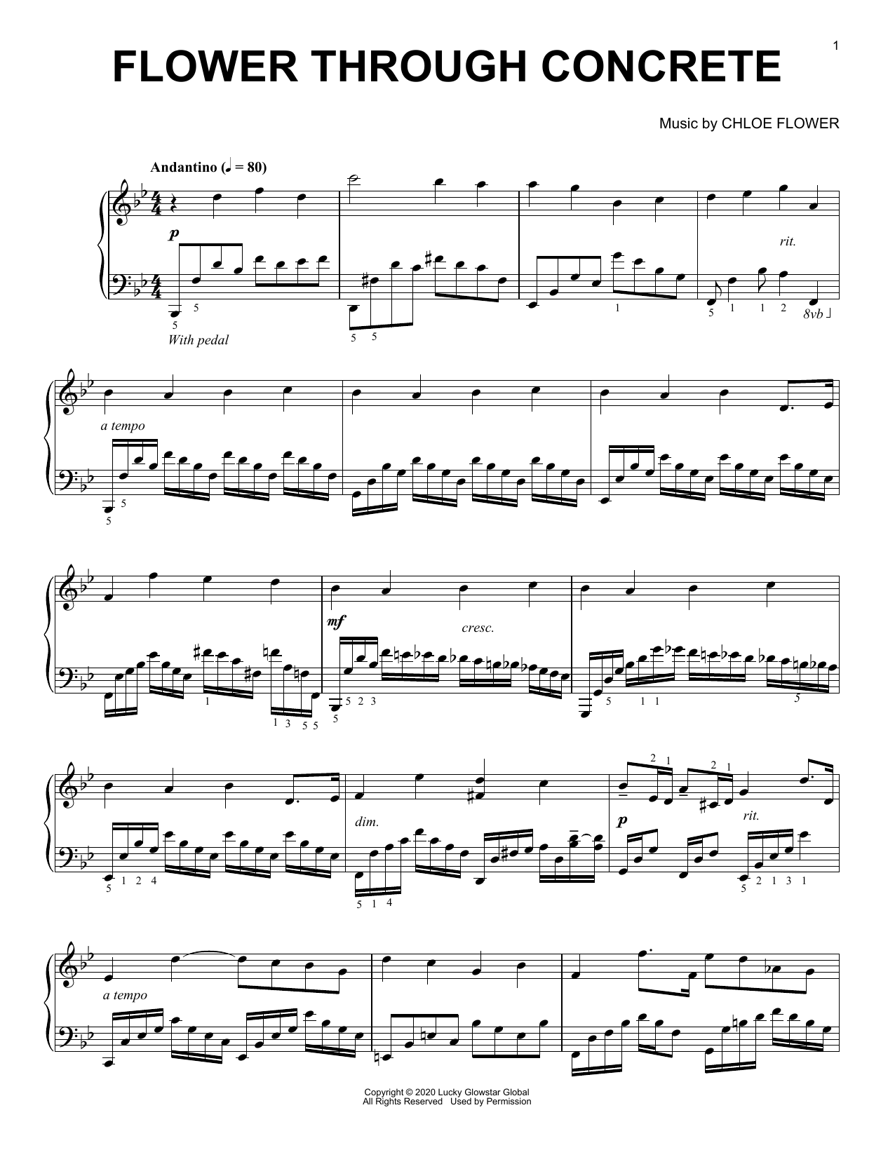 Download Chloe Flower Flower Through Concrete Sheet Music and learn how to play Piano Solo PDF digital score in minutes