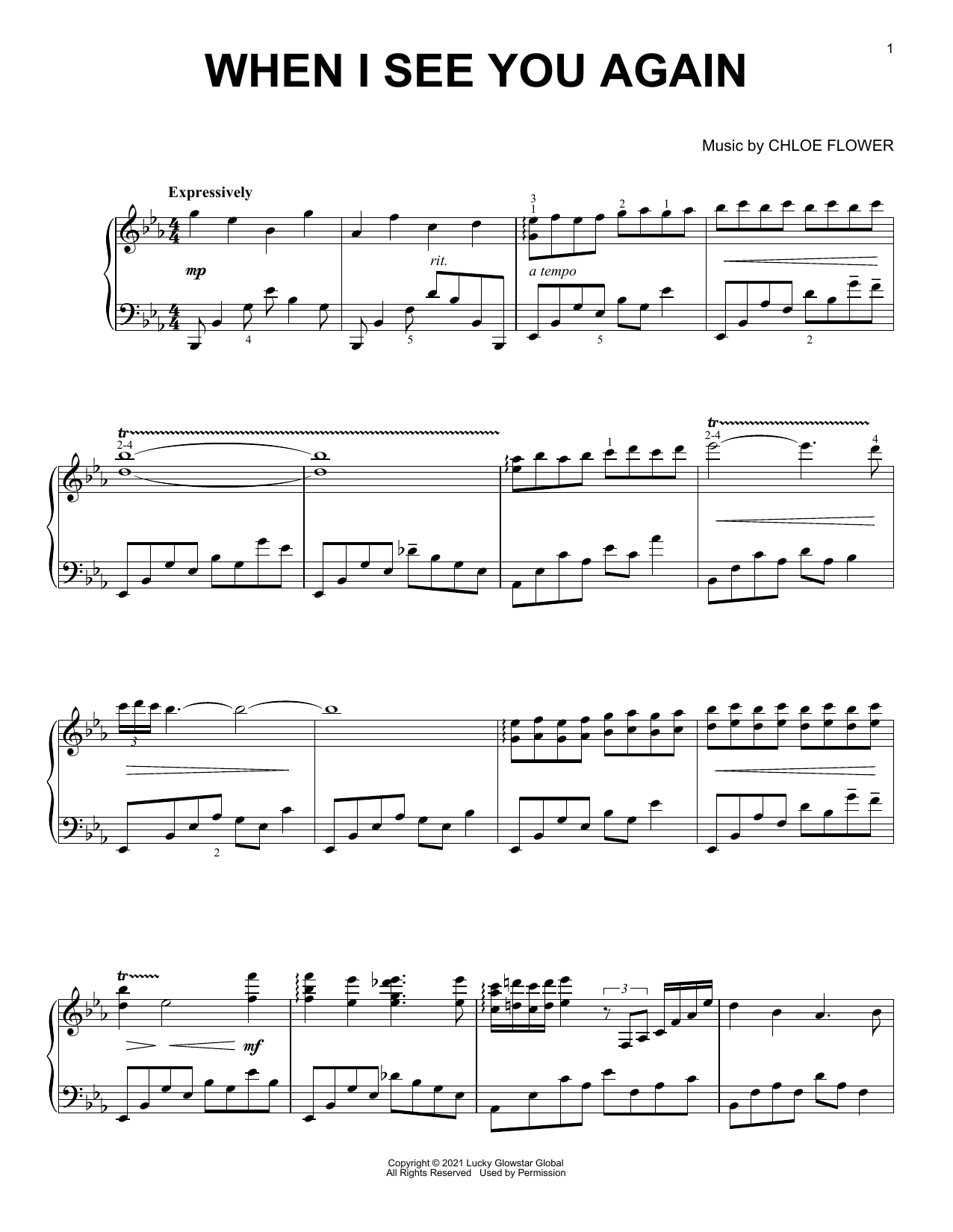 Download Chloe Flower When I See You Again Sheet Music and learn how to play Piano Solo PDF digital score in minutes