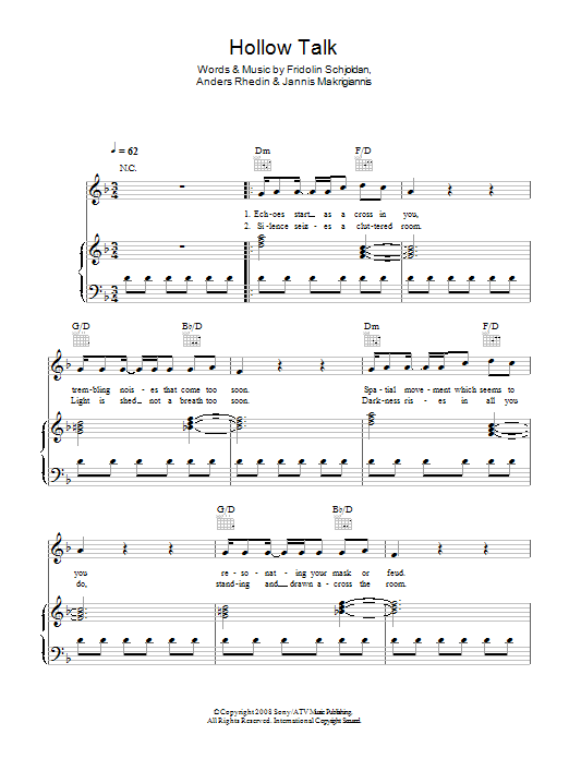 Download Choir Of Young Believers Hollow Talk Sheet Music and learn how to play Piano, Vocal & Guitar PDF digital score in minutes