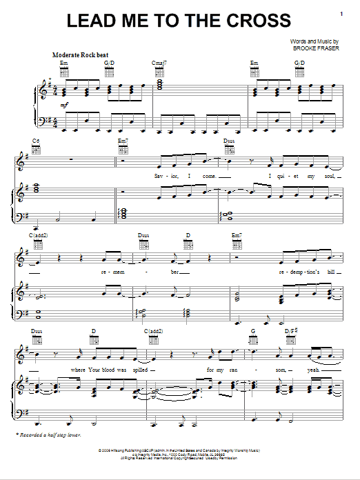 Download Chris And Conrad Lead Me To The Cross Sheet Music and learn how to play Piano, Vocal & Guitar (Right-Hand Melody) PDF digital score in minutes