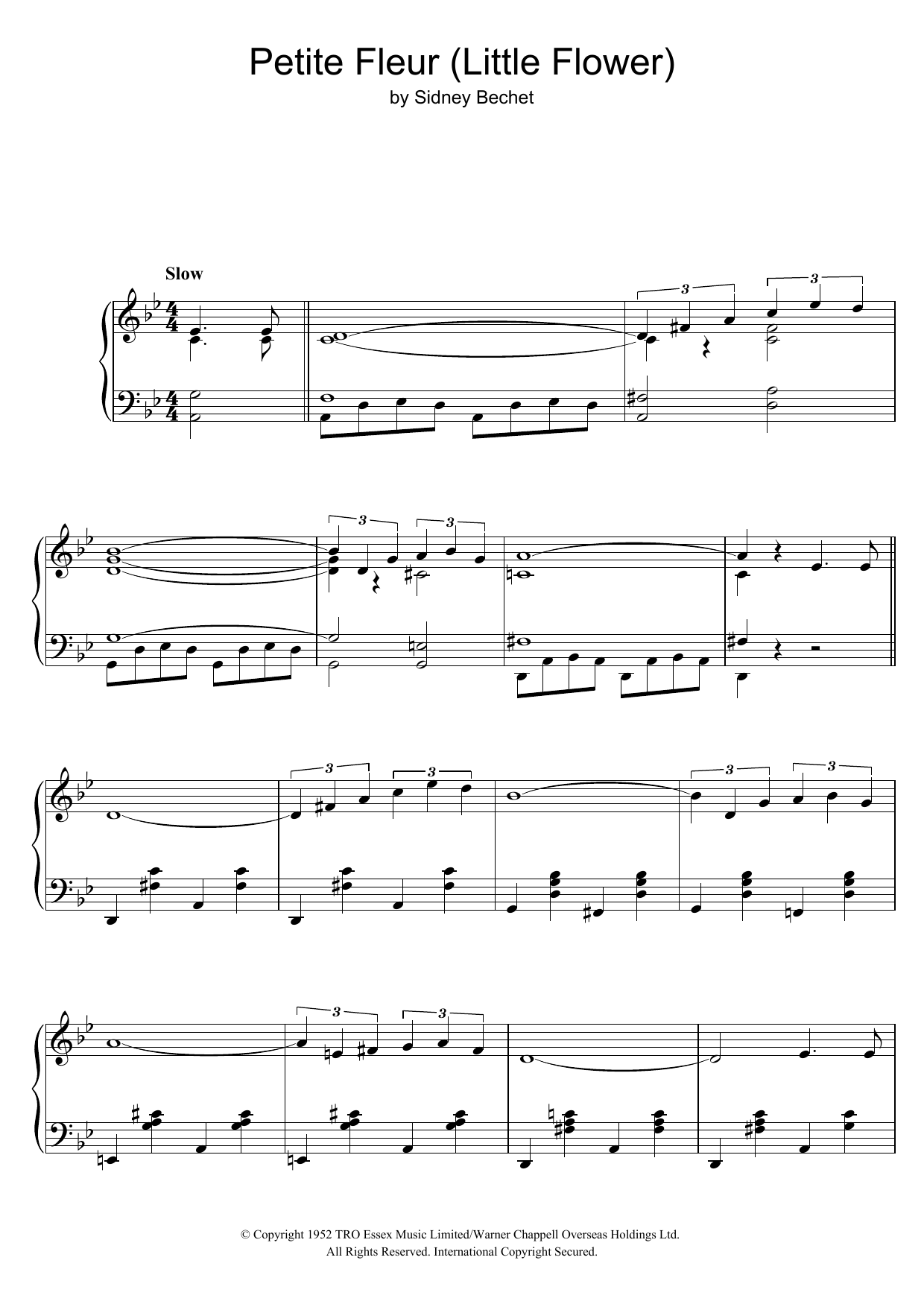 Download Chris Barber's Jazz Band Petite Fleur (Little Flower) Sheet Music and learn how to play Piano PDF digital score in minutes