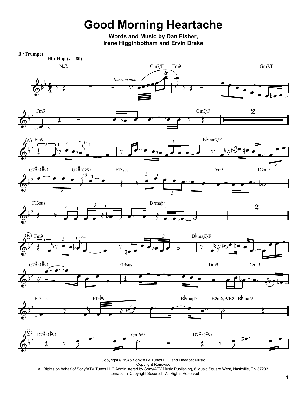 Download Chris Botti Good Morning Heartache Sheet Music and learn how to play Trumpet Transcription PDF digital score in minutes