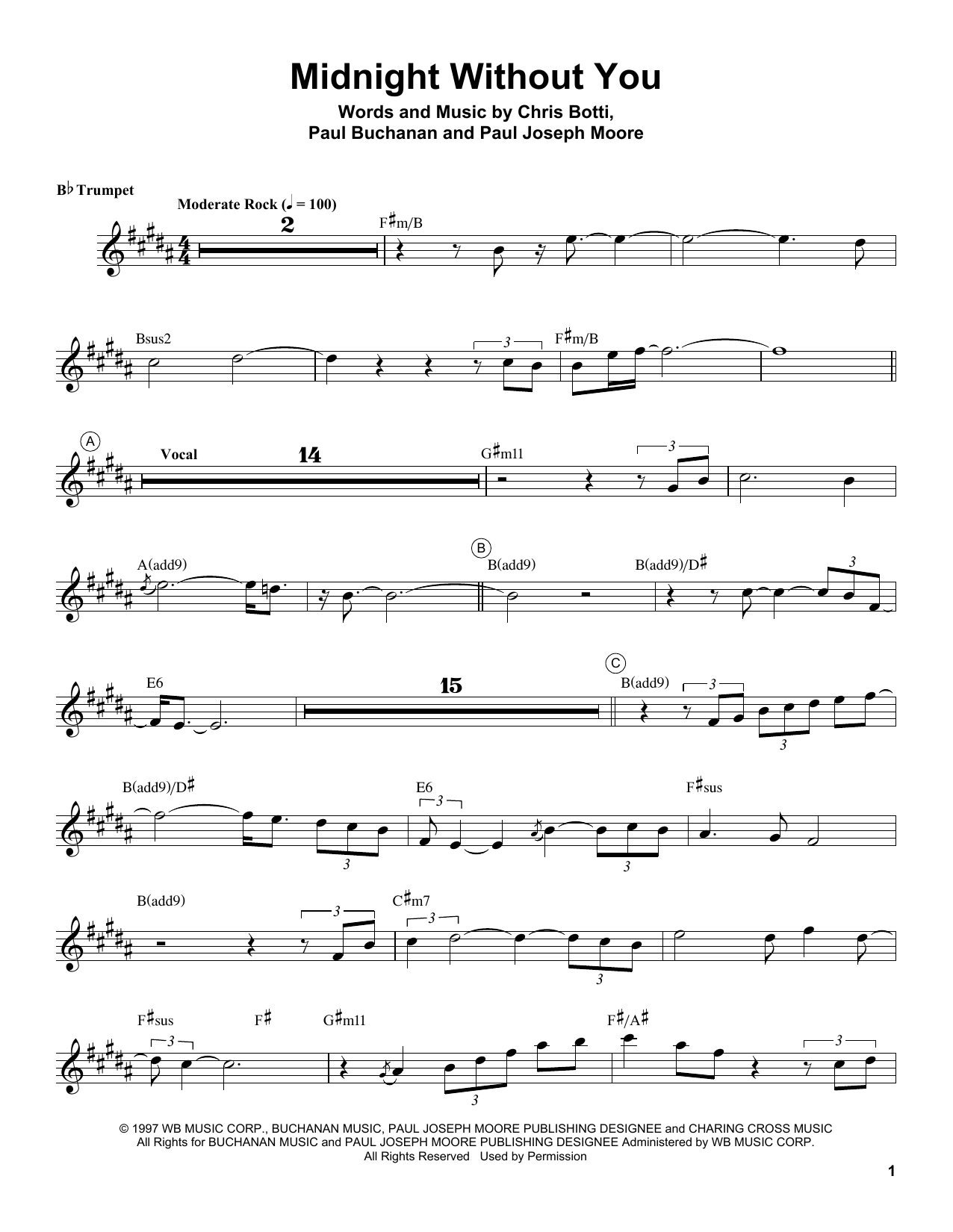Download Chris Botti Midnight Without You Sheet Music and learn how to play Trumpet Transcription PDF digital score in minutes