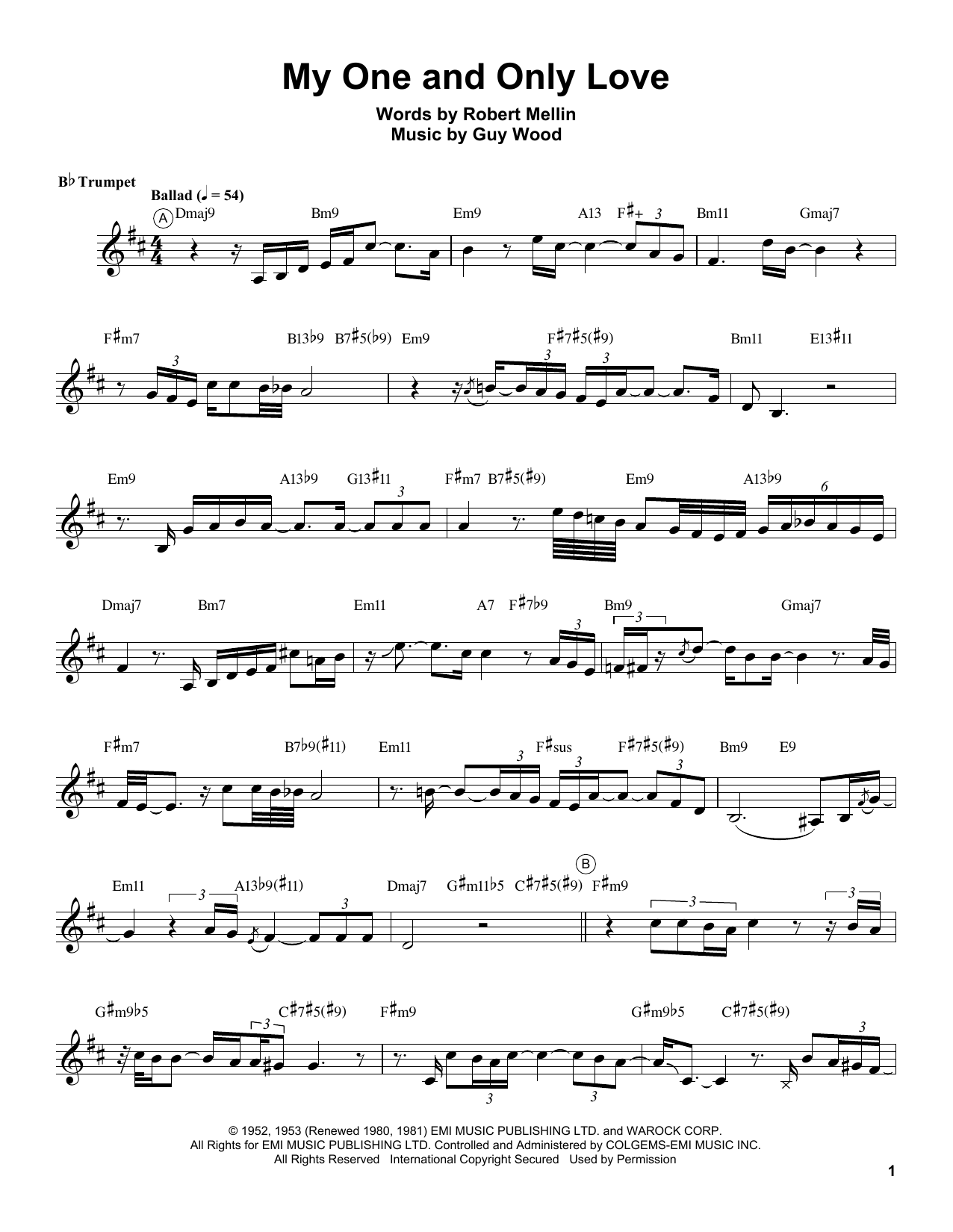 Download Chris Botti My One And Only Love Sheet Music and learn how to play Trumpet Transcription PDF digital score in minutes