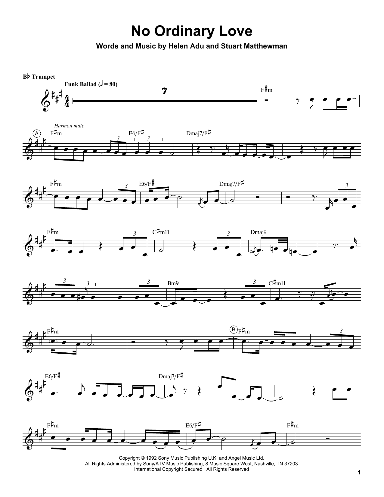 Download Chris Botti No Ordinary Love Sheet Music and learn how to play Trumpet Transcription PDF digital score in minutes