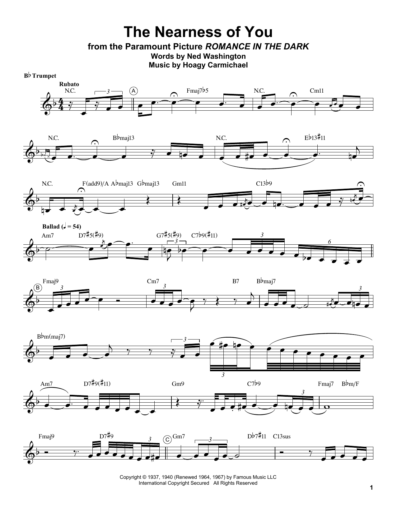 Download Chris Botti The Nearness Of You Sheet Music and learn how to play Trumpet Transcription PDF digital score in minutes