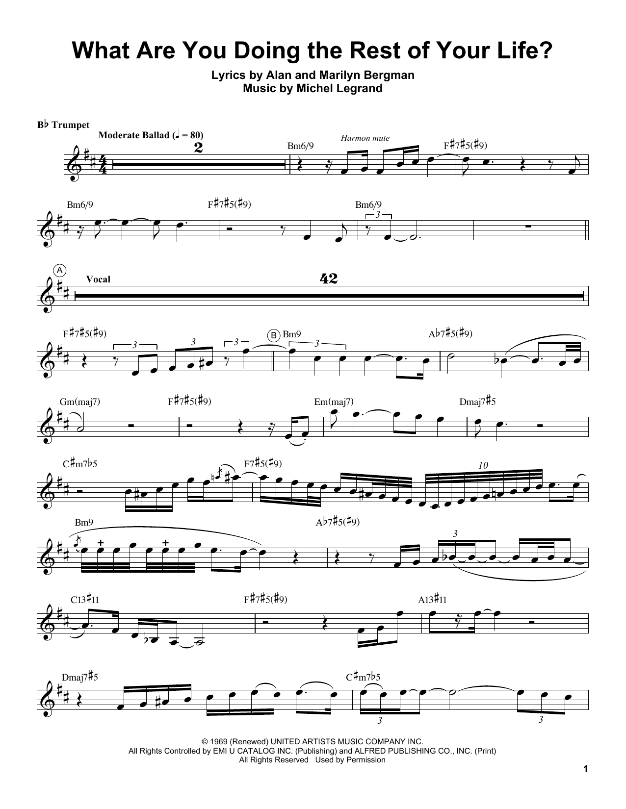 Download Chris Botti What Are You Doing The Rest Of Your Life? Sheet Music and learn how to play Trumpet Transcription PDF digital score in minutes