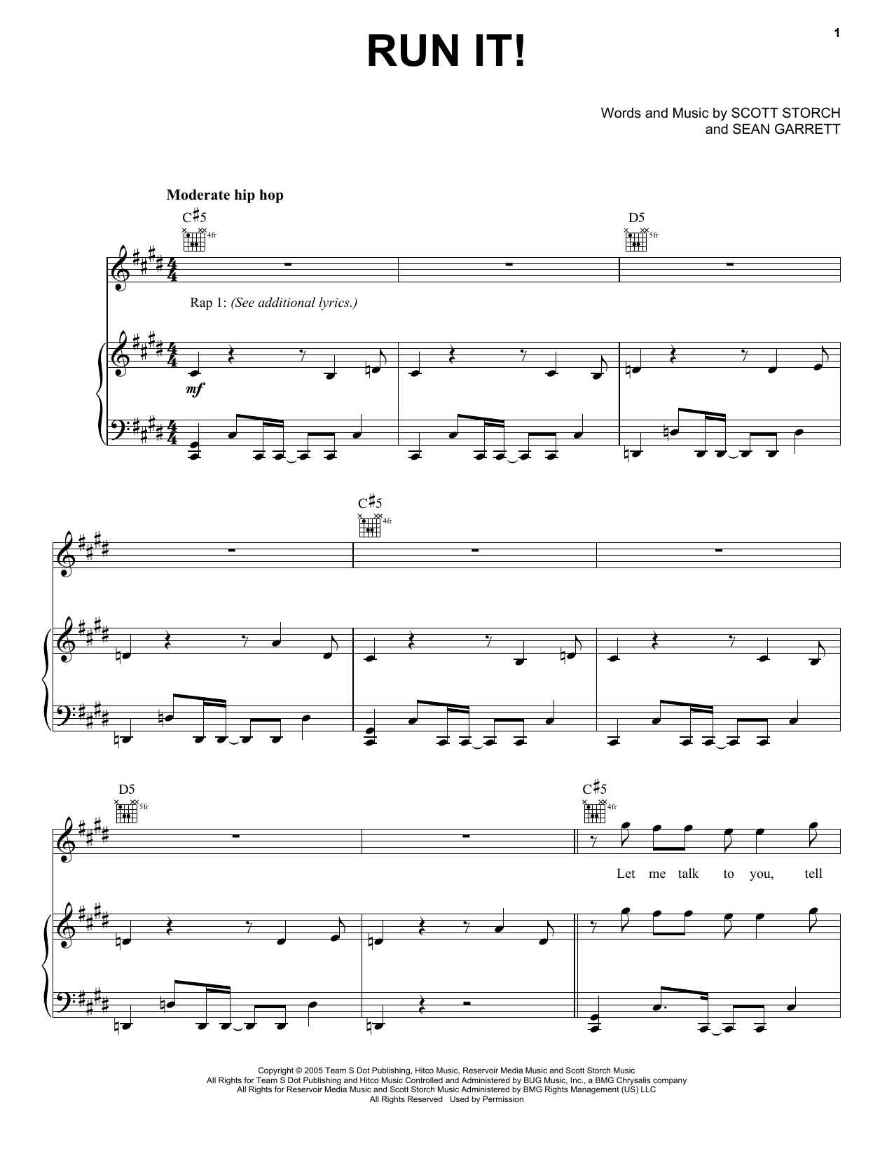 Download Chris Brown Run It! Sheet Music and learn how to play Piano, Vocal & Guitar (Right-Hand Melody) PDF digital score in minutes