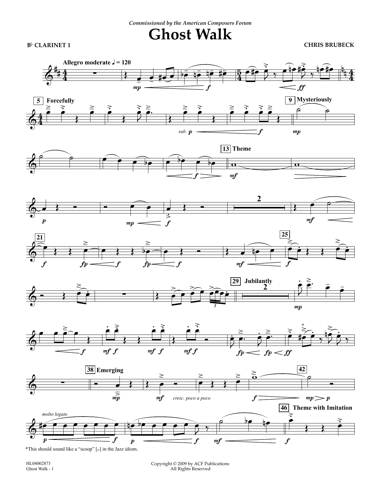 Download Chris Brubeck Ghost Walk - Bb Clarinet 1 Sheet Music and learn how to play Concert Band PDF digital score in minutes