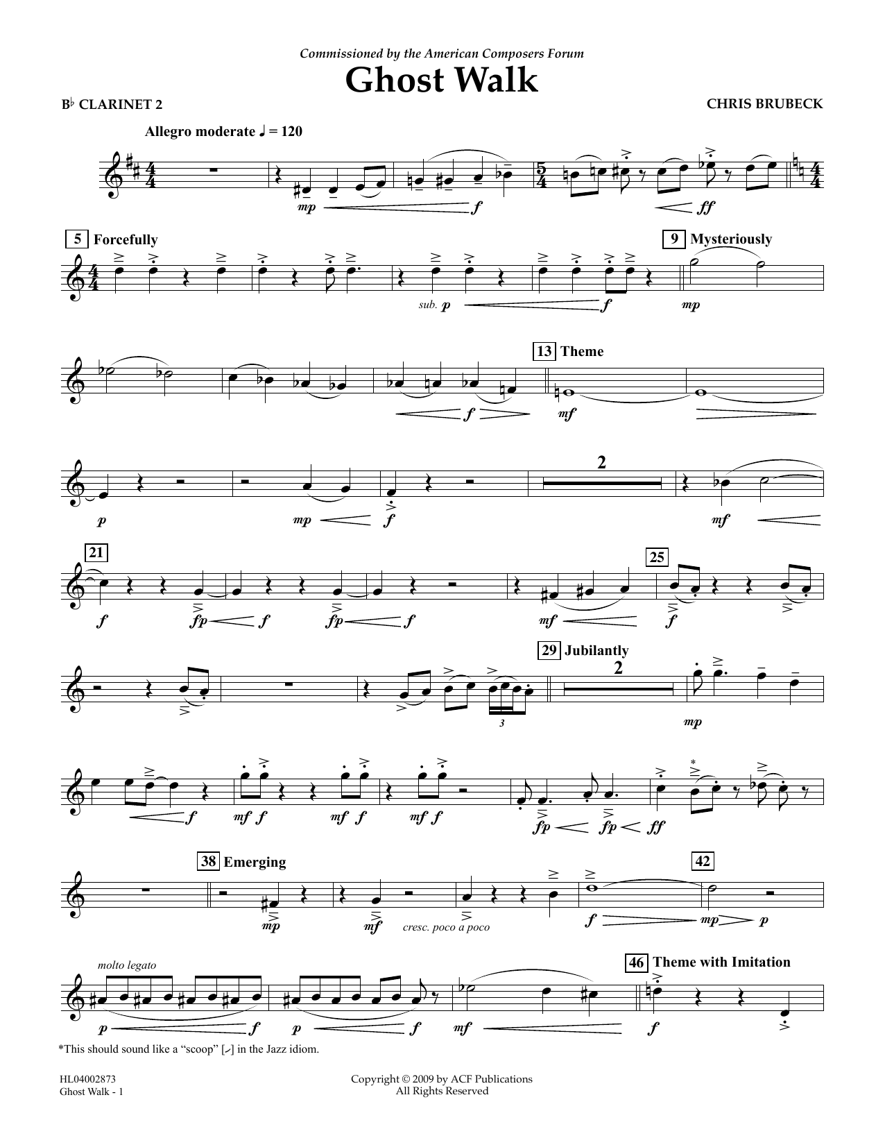 Download Chris Brubeck Ghost Walk - Bb Clarinet 2 Sheet Music and learn how to play Concert Band PDF digital score in minutes