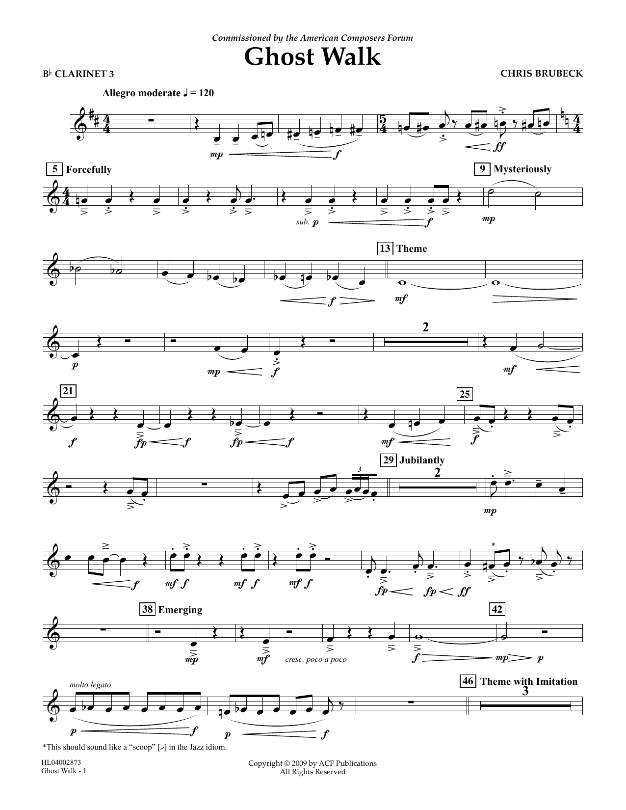 Download Chris Brubeck Ghost Walk - Bb Clarinet 3 Sheet Music and learn how to play Concert Band PDF digital score in minutes