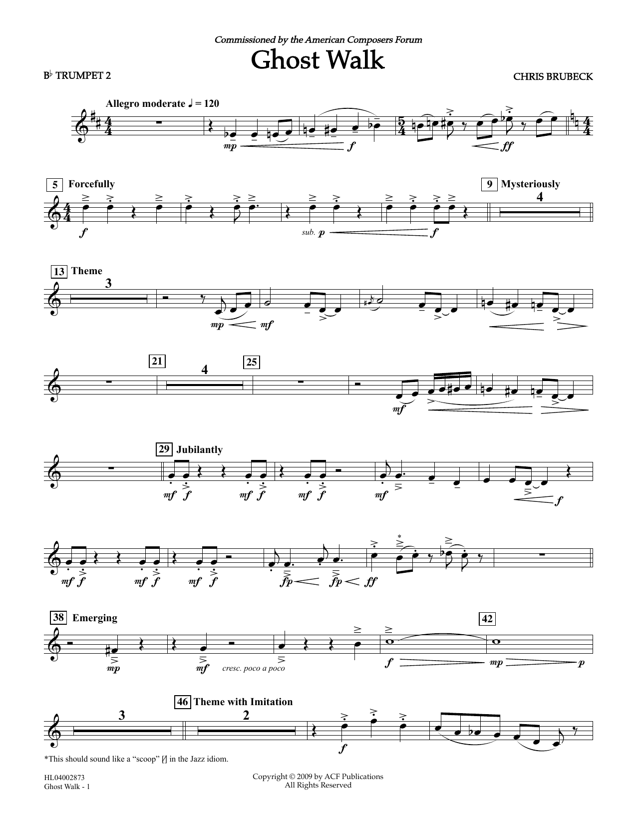 Download Chris Brubeck Ghost Walk - Bb Trumpet 2 Sheet Music and learn how to play Concert Band PDF digital score in minutes