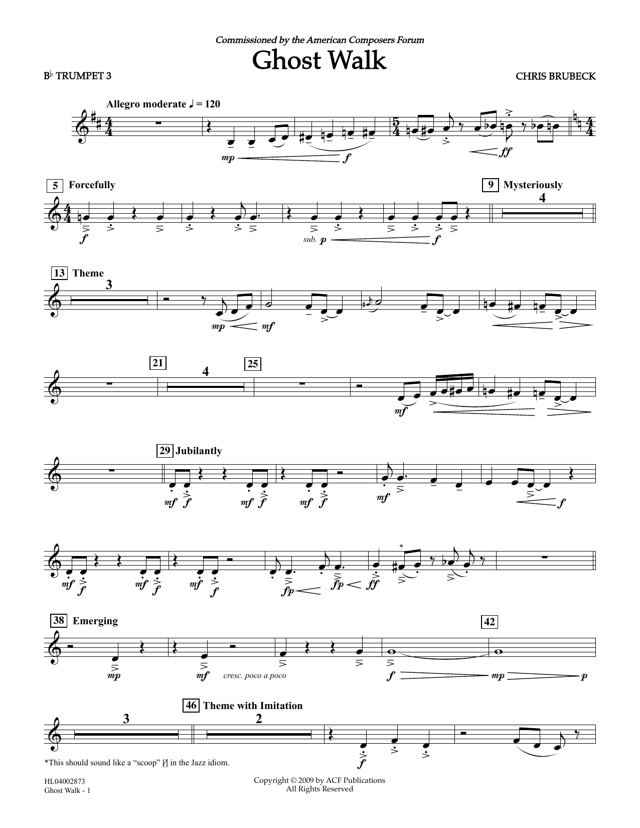 Download Chris Brubeck Ghost Walk - Bb Trumpet 3 Sheet Music and learn how to play Concert Band PDF digital score in minutes