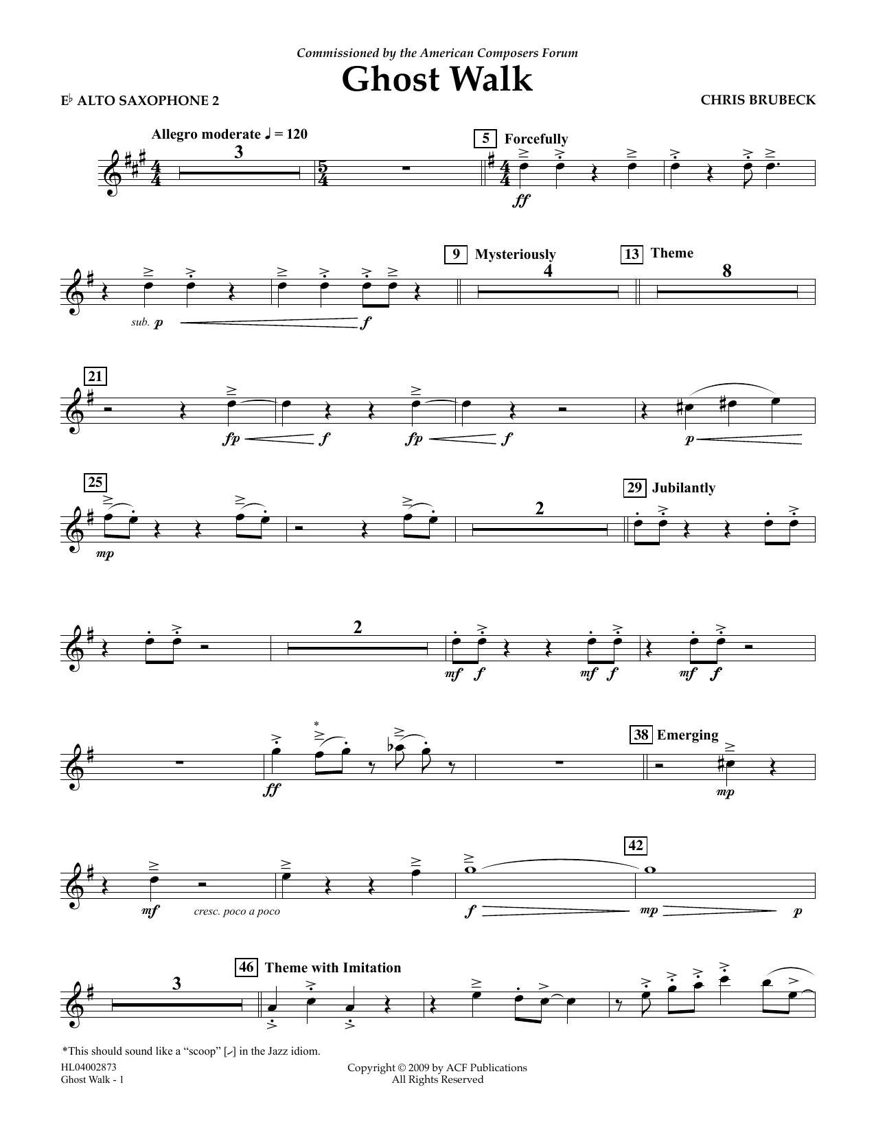 Download Chris Brubeck Ghost Walk - Eb Alto Saxophone 2 Sheet Music and learn how to play Concert Band PDF digital score in minutes