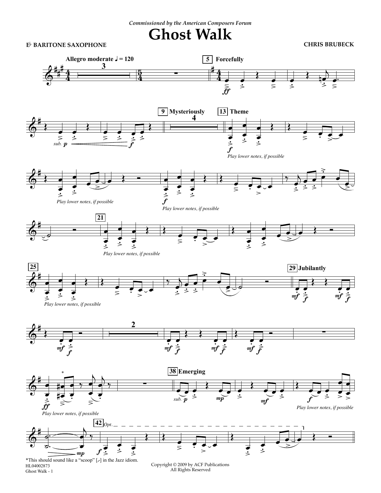 Download Chris Brubeck Ghost Walk - Eb Baritone Saxophone Sheet Music and learn how to play Concert Band PDF digital score in minutes