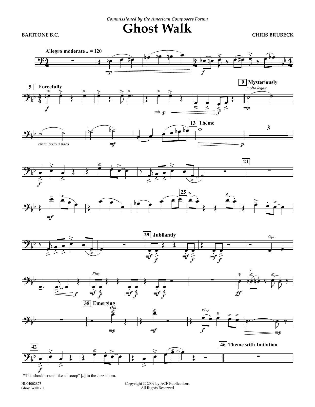 Download Chris Brubeck Ghost Walk - Euphonium in Bass Clef Sheet Music and learn how to play Concert Band PDF digital score in minutes