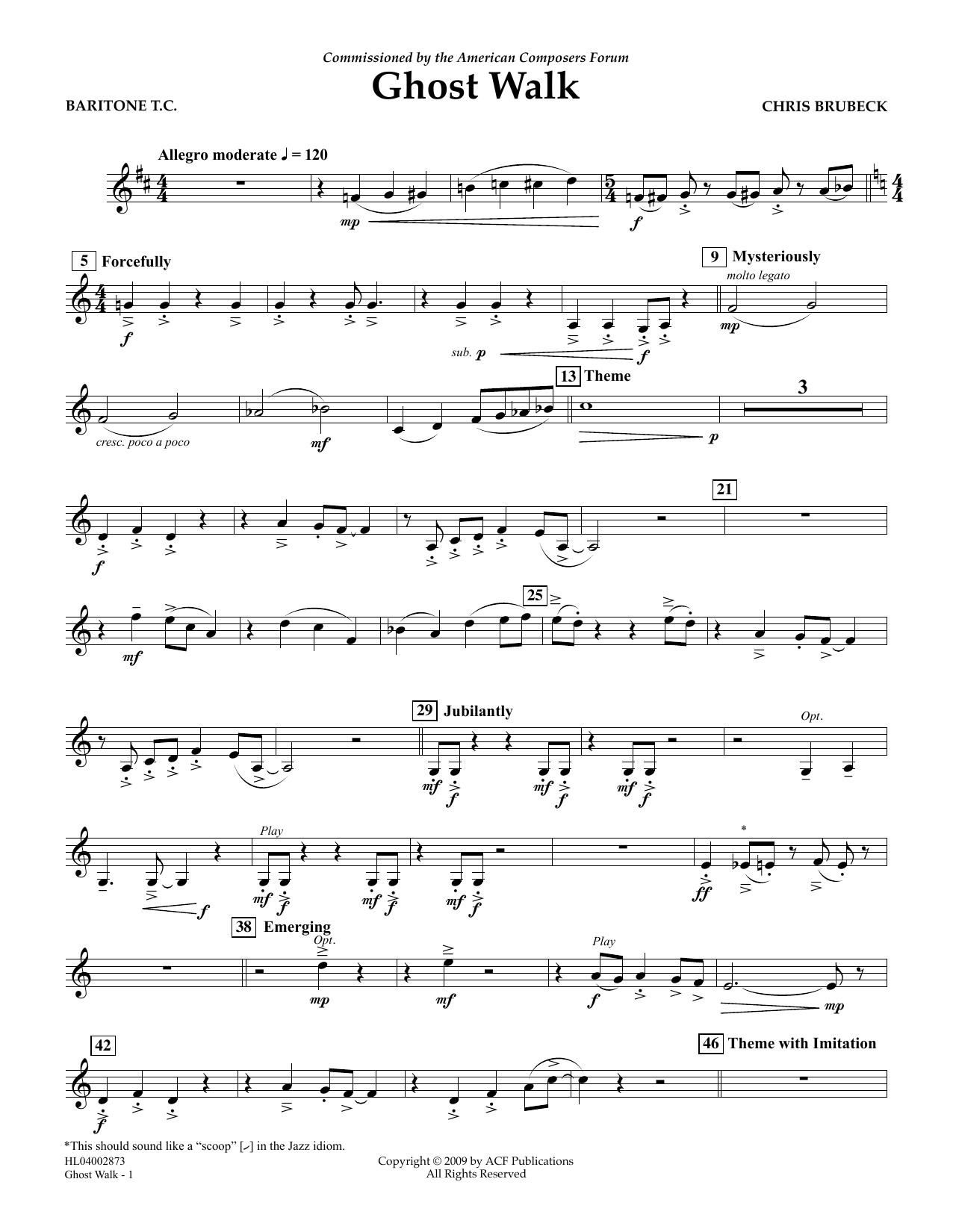 Download Chris Brubeck Ghost Walk - Euphonium in Treble Clef Sheet Music and learn how to play Concert Band PDF digital score in minutes