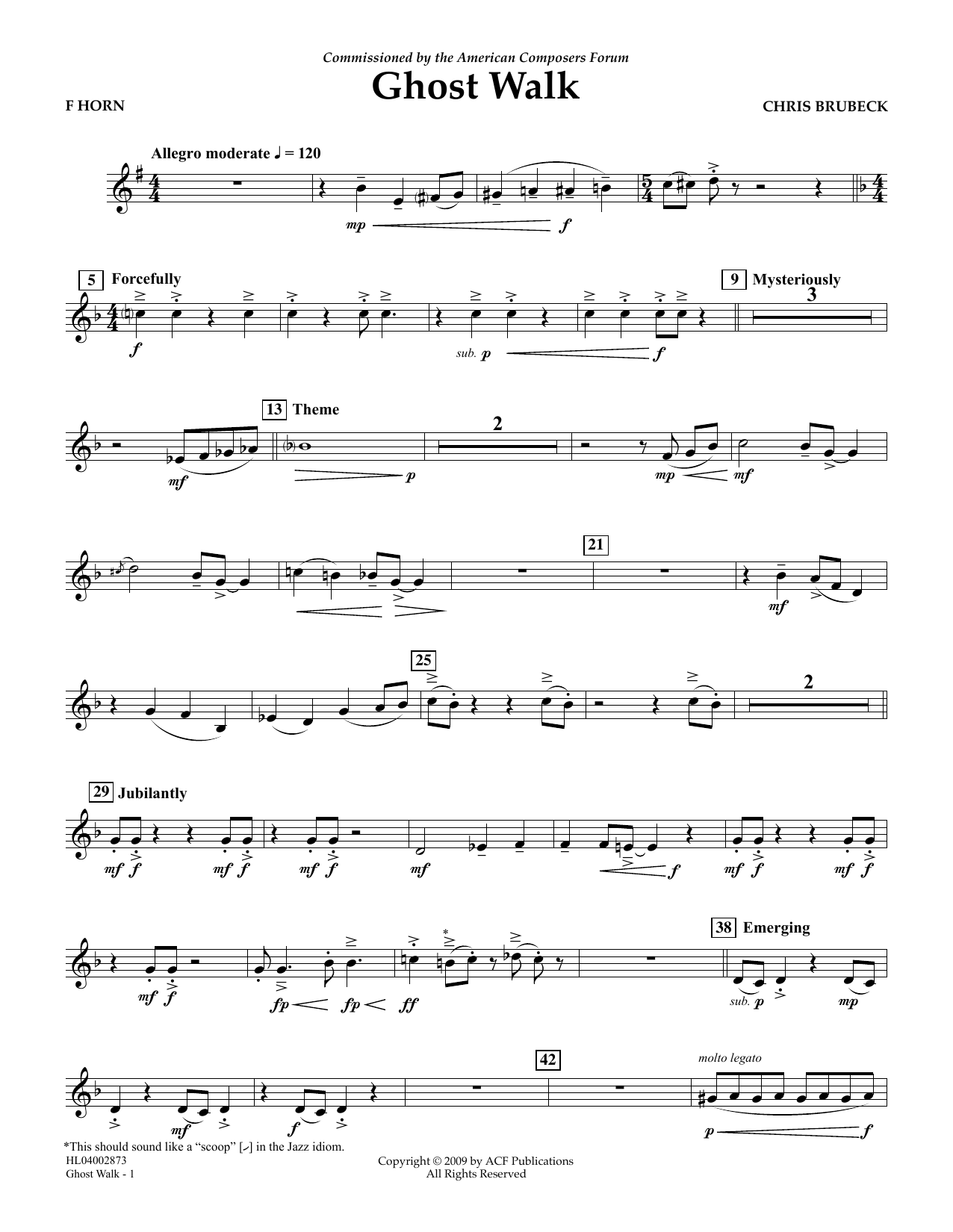 Download Chris Brubeck Ghost Walk - F Horn Sheet Music and learn how to play Concert Band PDF digital score in minutes