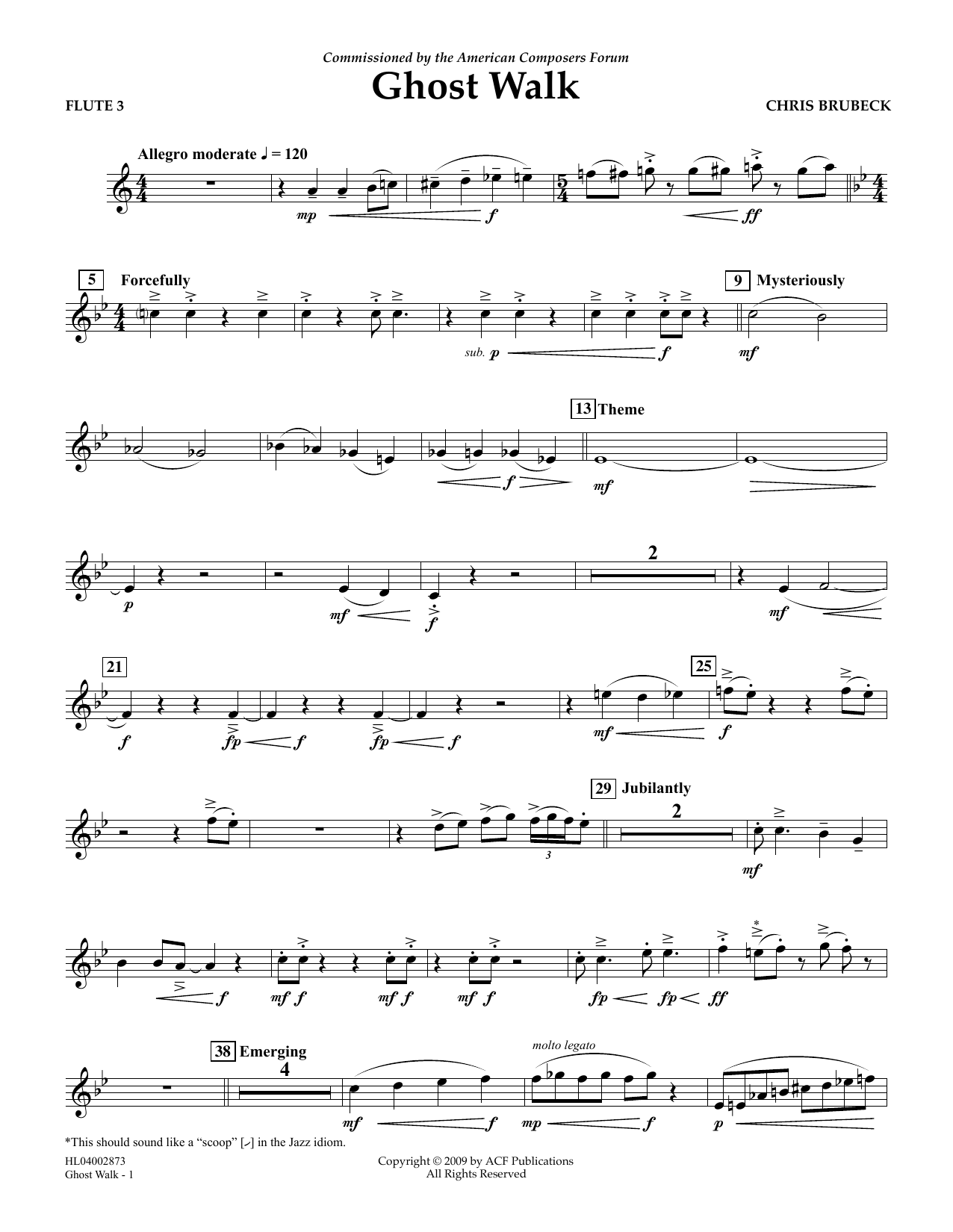 Download Chris Brubeck Ghost Walk - Flute 3 Sheet Music and learn how to play Concert Band PDF digital score in minutes