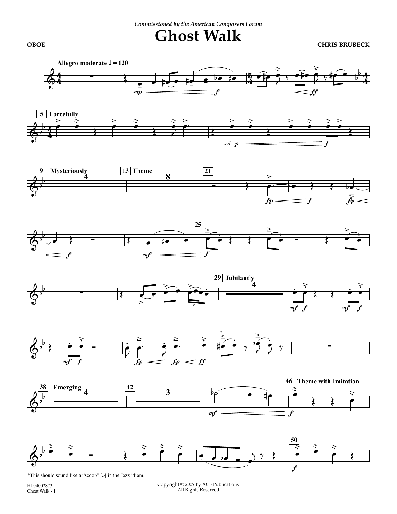 Download Chris Brubeck Ghost Walk - Oboe Sheet Music and learn how to play Concert Band PDF digital score in minutes