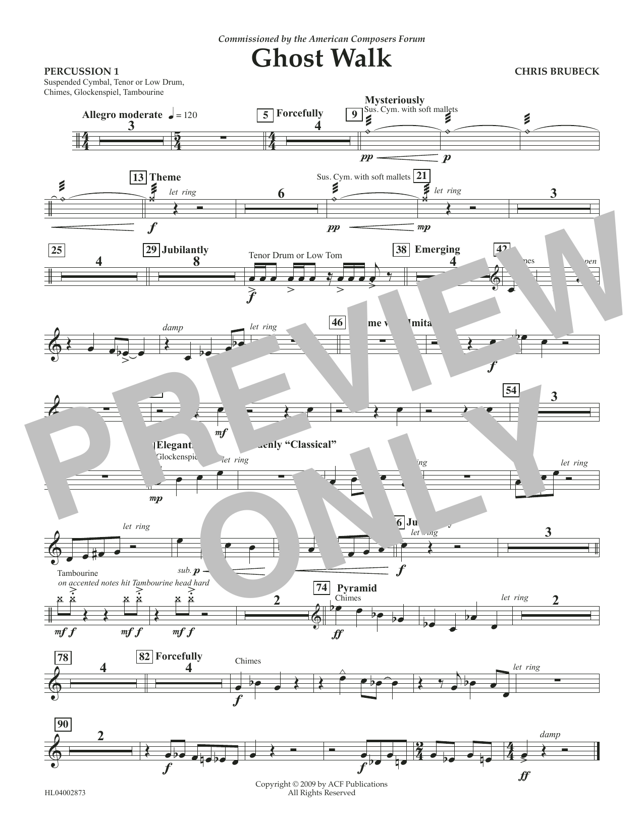 Download Chris Brubeck Ghost Walk - Percussion 1 Sheet Music and learn how to play Concert Band PDF digital score in minutes