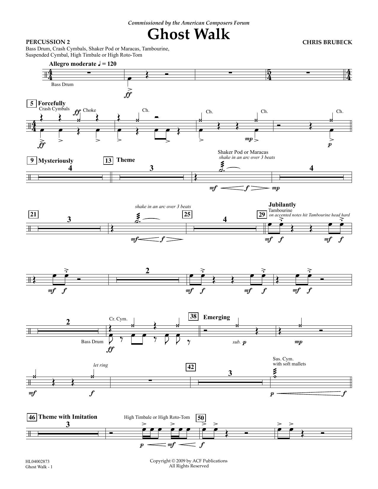 Download Chris Brubeck Ghost Walk - Percussion 2 Sheet Music and learn how to play Concert Band PDF digital score in minutes