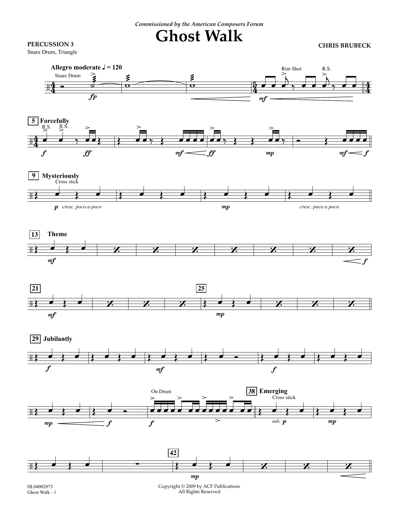 Download Chris Brubeck Ghost Walk - Percussion 3 Sheet Music and learn how to play Concert Band PDF digital score in minutes
