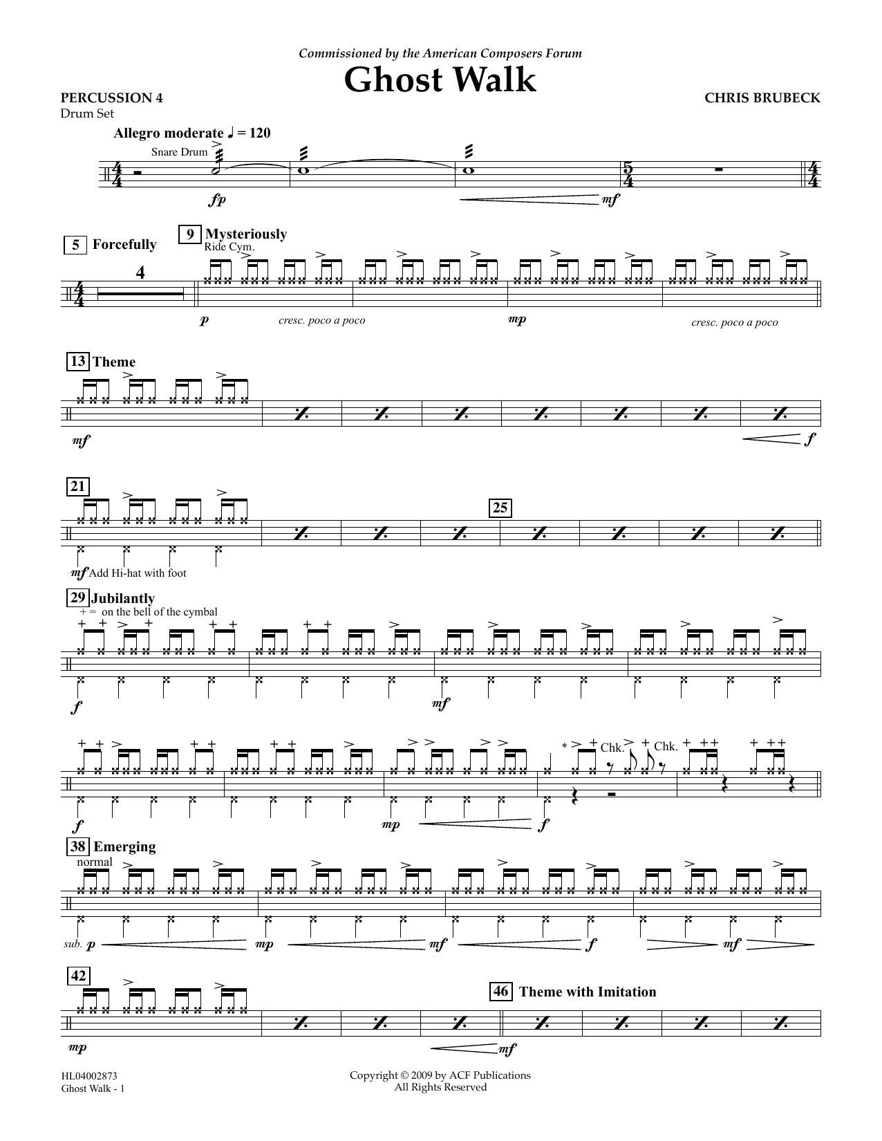 Download Chris Brubeck Ghost Walk - Percussion 4 Sheet Music and learn how to play Concert Band PDF digital score in minutes