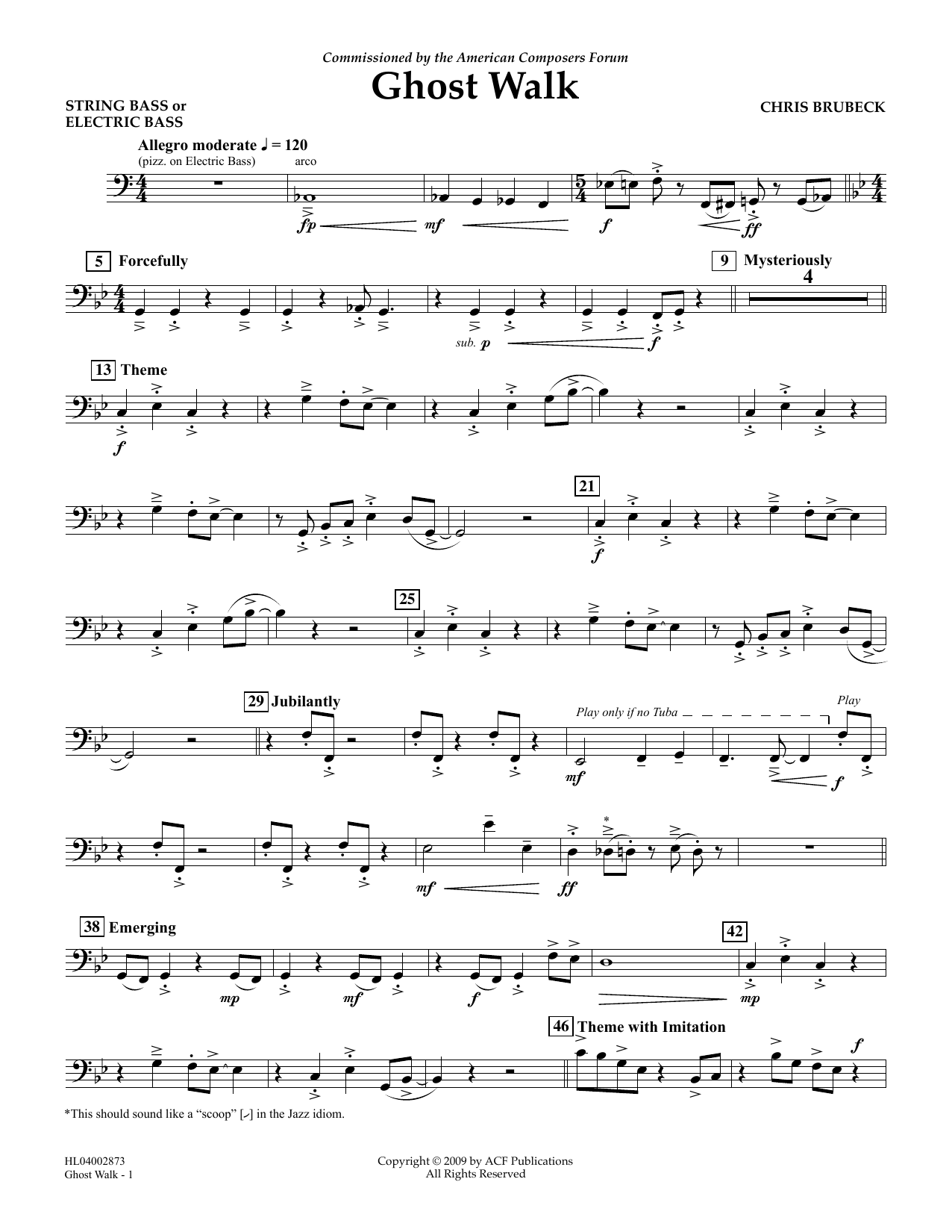 Download Chris Brubeck Ghost Walk - String Bass Sheet Music and learn how to play Concert Band PDF digital score in minutes