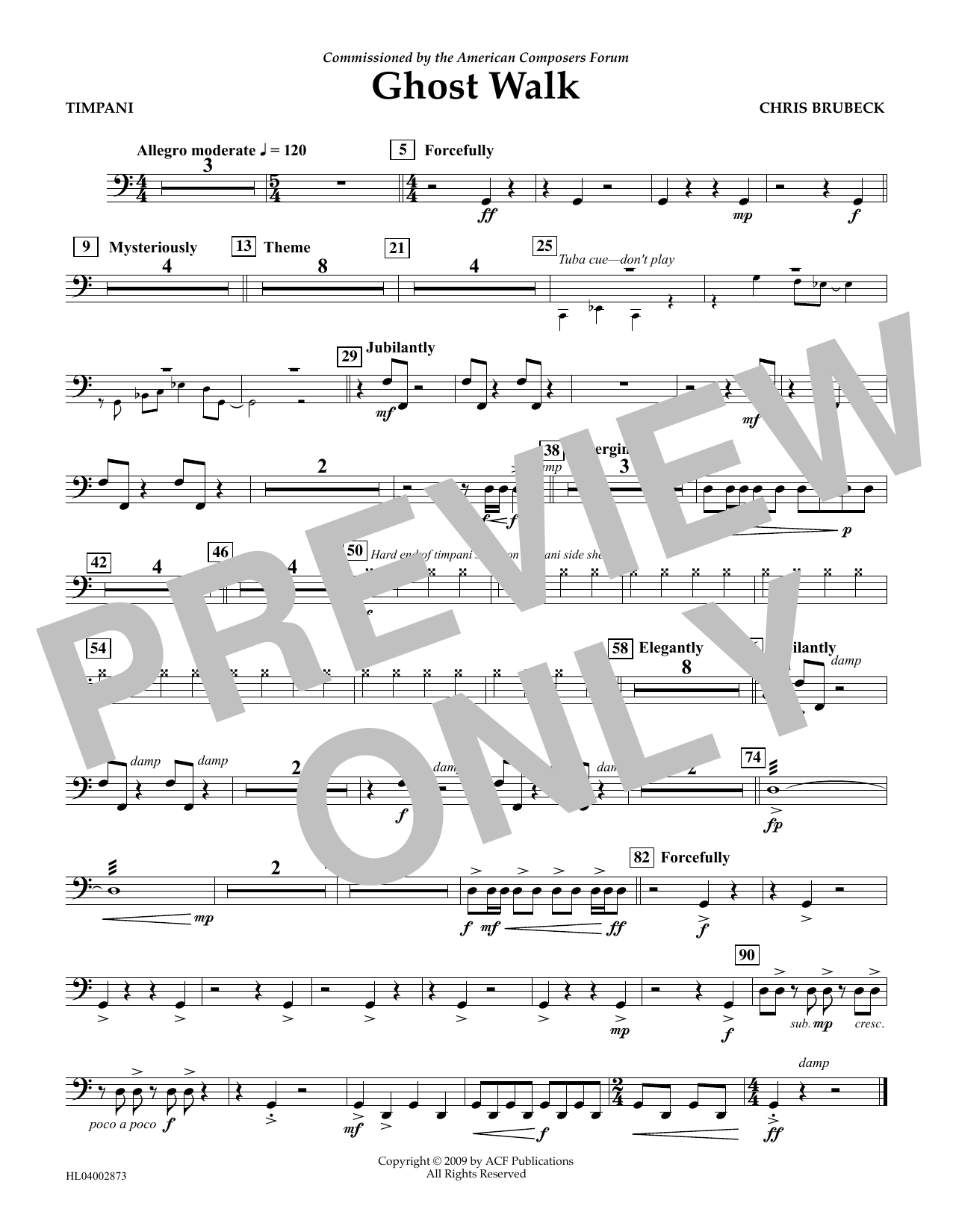 Download Chris Brubeck Ghost Walk - Timpani Sheet Music and learn how to play Concert Band PDF digital score in minutes