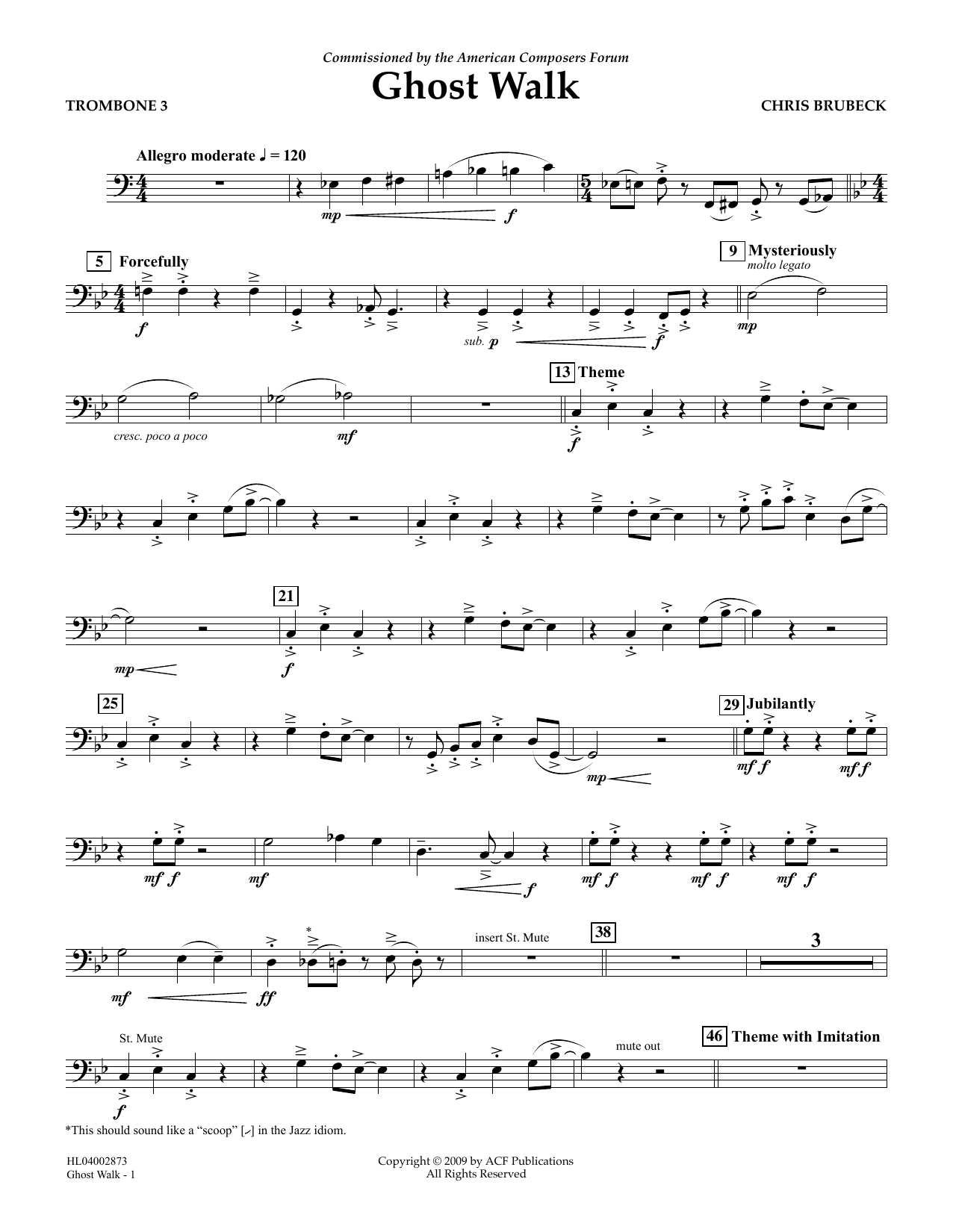 Download Chris Brubeck Ghost Walk - Trombone 3 Sheet Music and learn how to play Concert Band PDF digital score in minutes