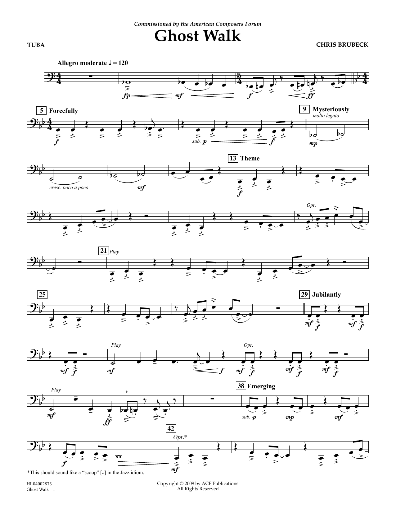 Download Chris Brubeck Ghost Walk - Tuba Sheet Music and learn how to play Concert Band PDF digital score in minutes