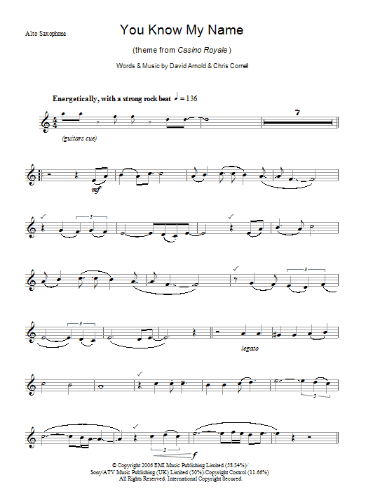 Download Chris Cornell You Know My Name (theme from James Bond: Casino Royale) Sheet Music and learn how to play Guitar Tab PDF digital score in minutes