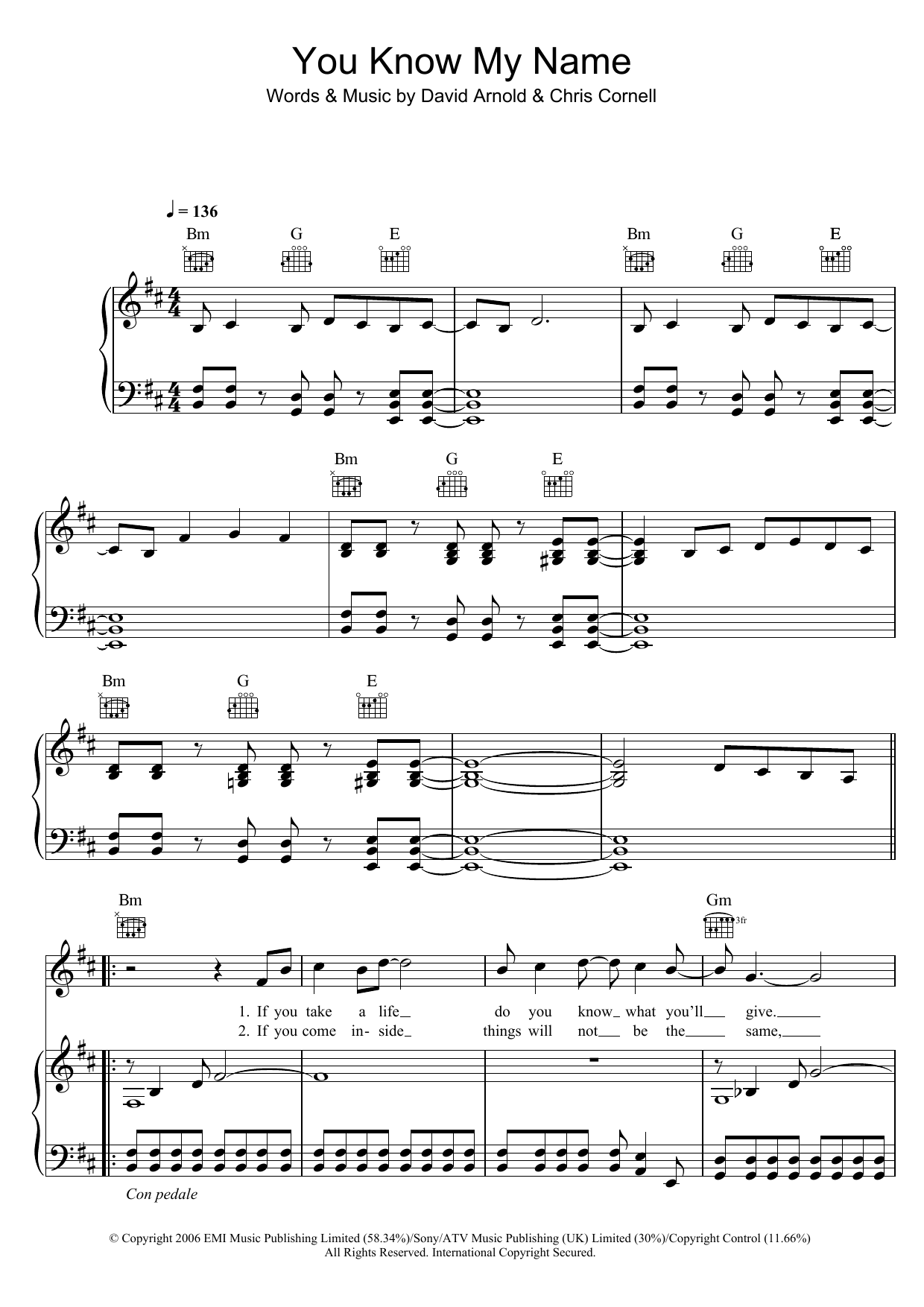 Download Chris Cornell You Know My Name (theme from James Bond: Casino Royale) Sheet Music and learn how to play Clarinet PDF digital score in minutes