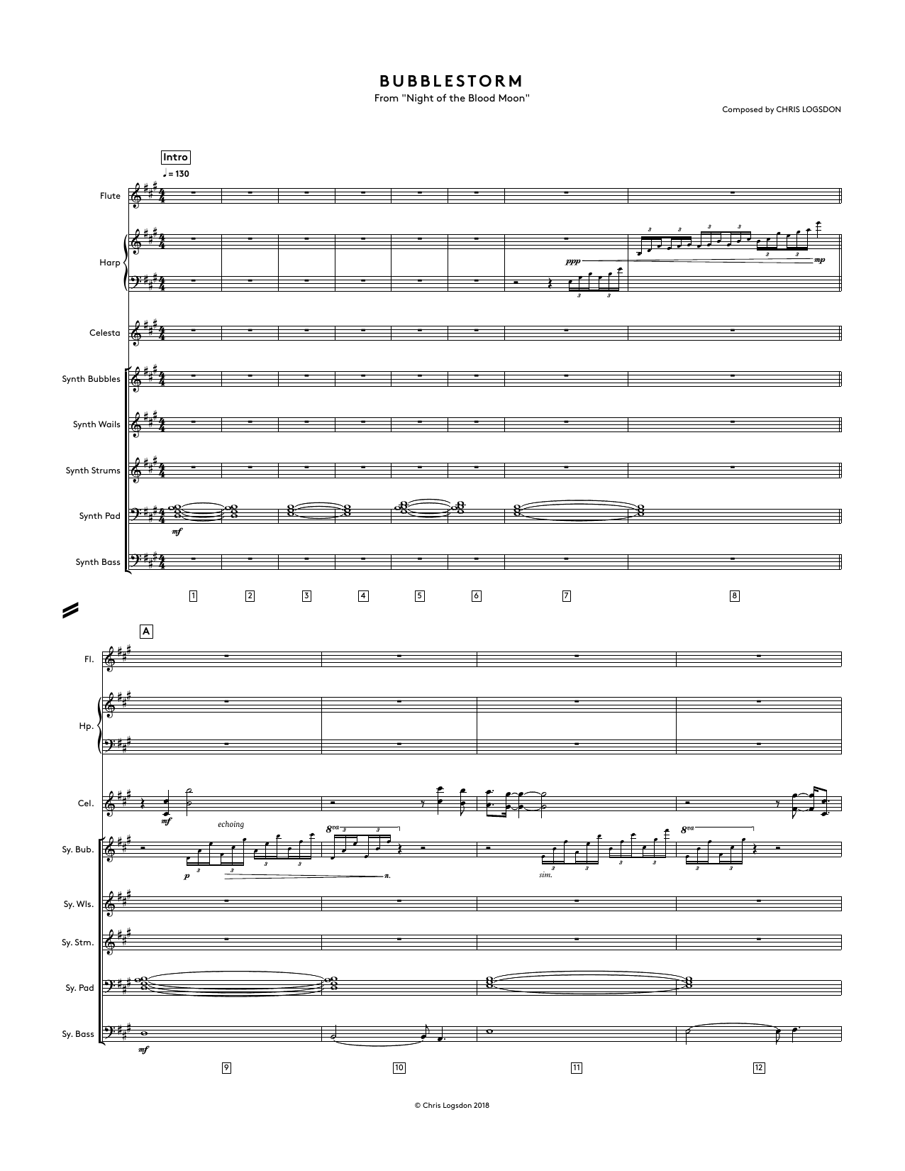 Download Chris Logsdon Bubblestorm (from Night of the Blood Moon) - Full Score Sheet Music and learn how to play Performance Ensemble PDF digital score in minutes