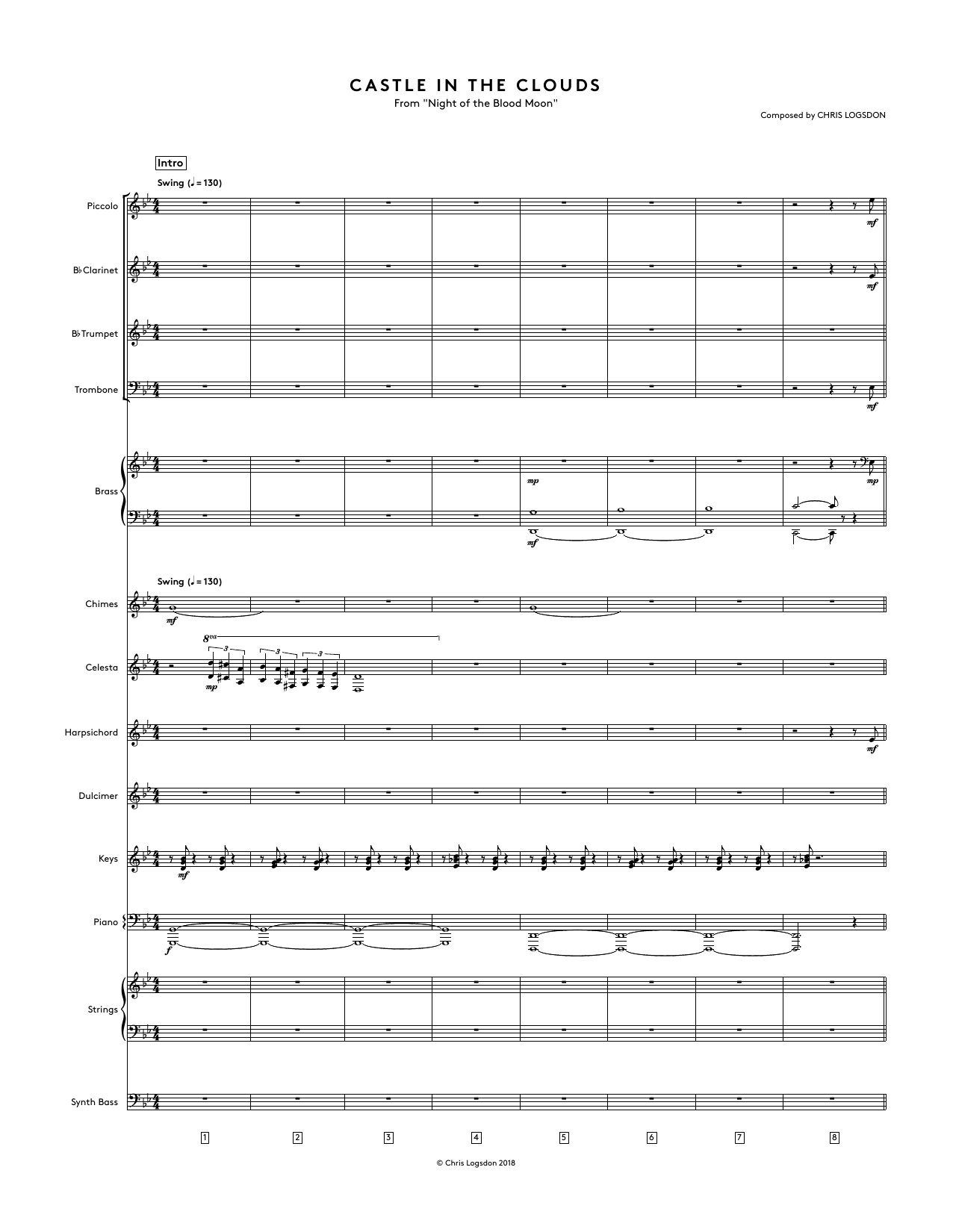 Download Chris Logsdon Castle In The Clouds (from Night of the Blood Moon) - Full Score Sheet Music and learn how to play Performance Ensemble PDF digital score in minutes