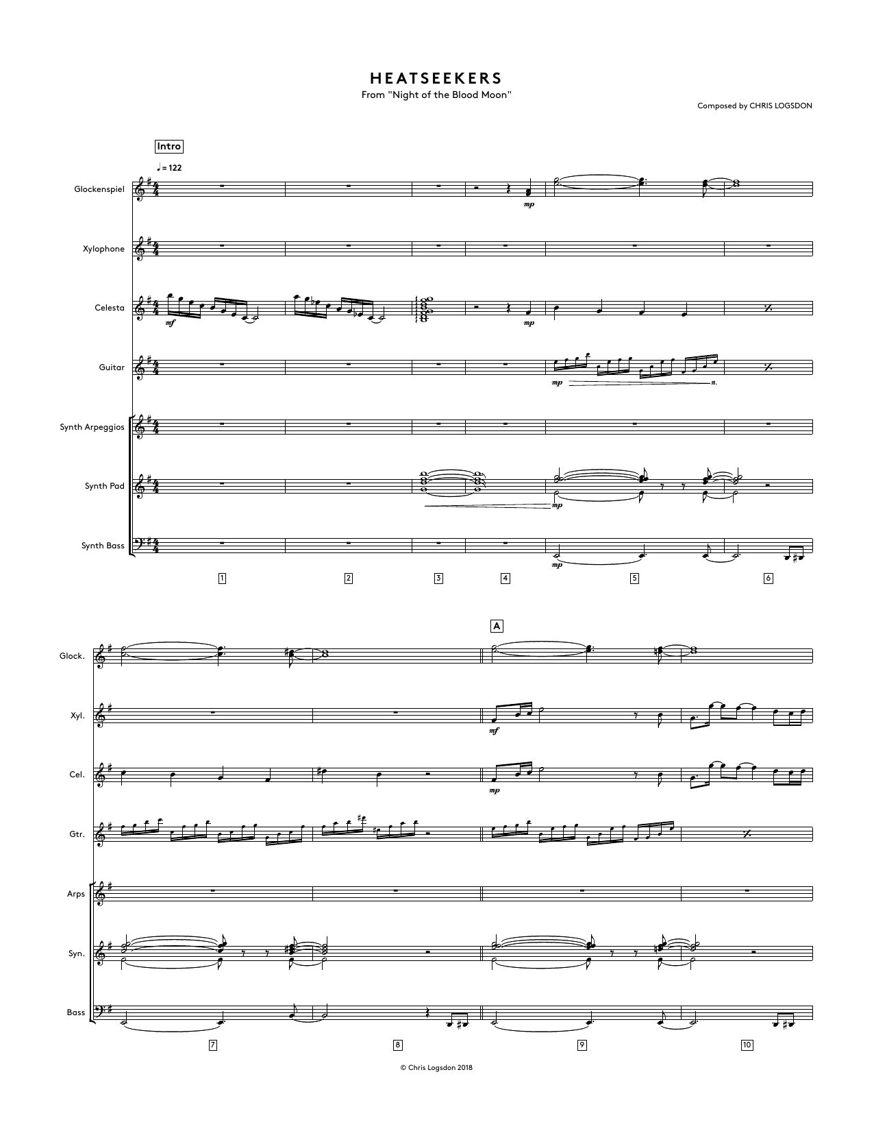 Download Chris Logsdon Heatseekers (from Night of the Blood Moon) - Full Score Sheet Music and learn how to play Performance Ensemble PDF digital score in minutes