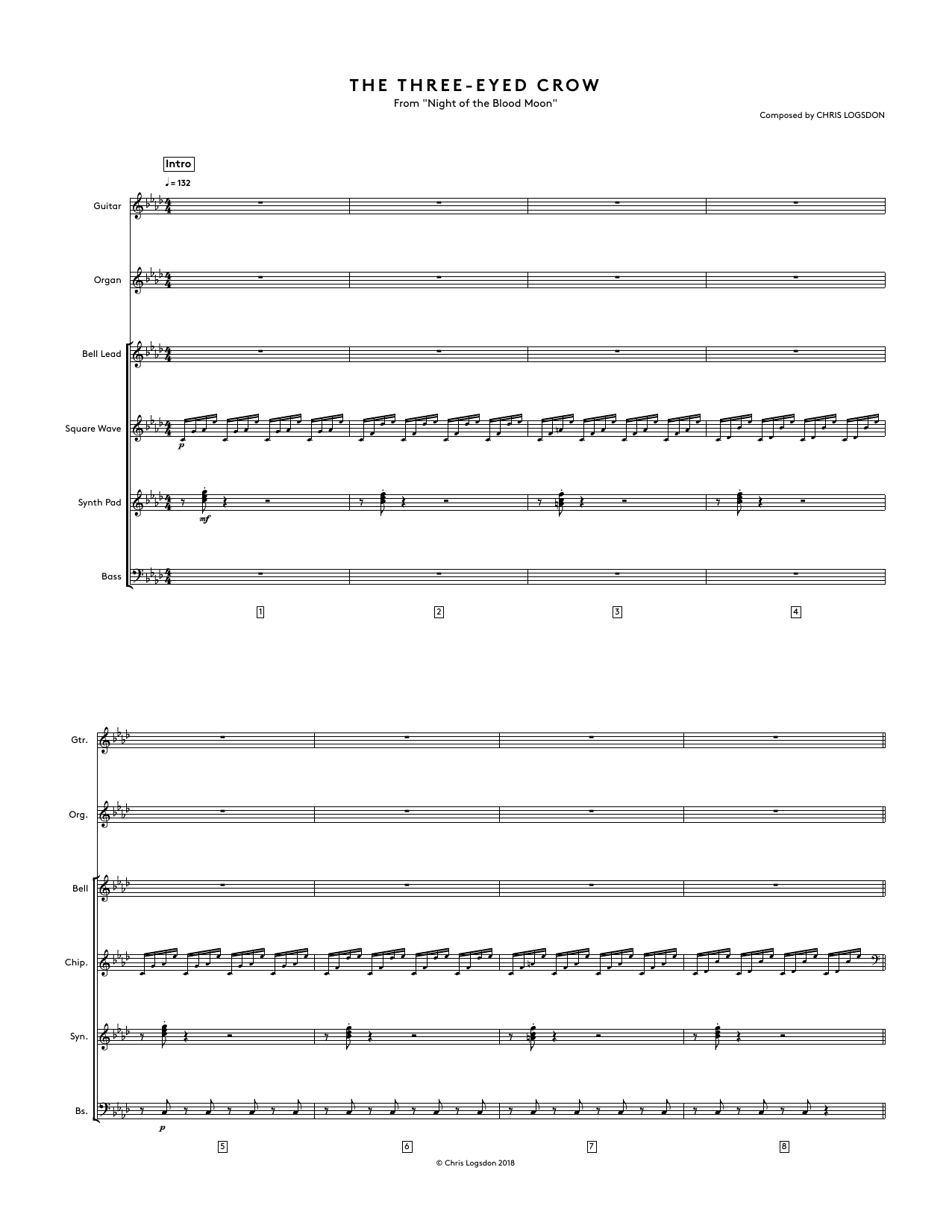 Download Chris Logsdon The Three-Eyed Crow (from Night of the Blood Moon) - Full Score Sheet Music and learn how to play Performance Ensemble PDF digital score in minutes