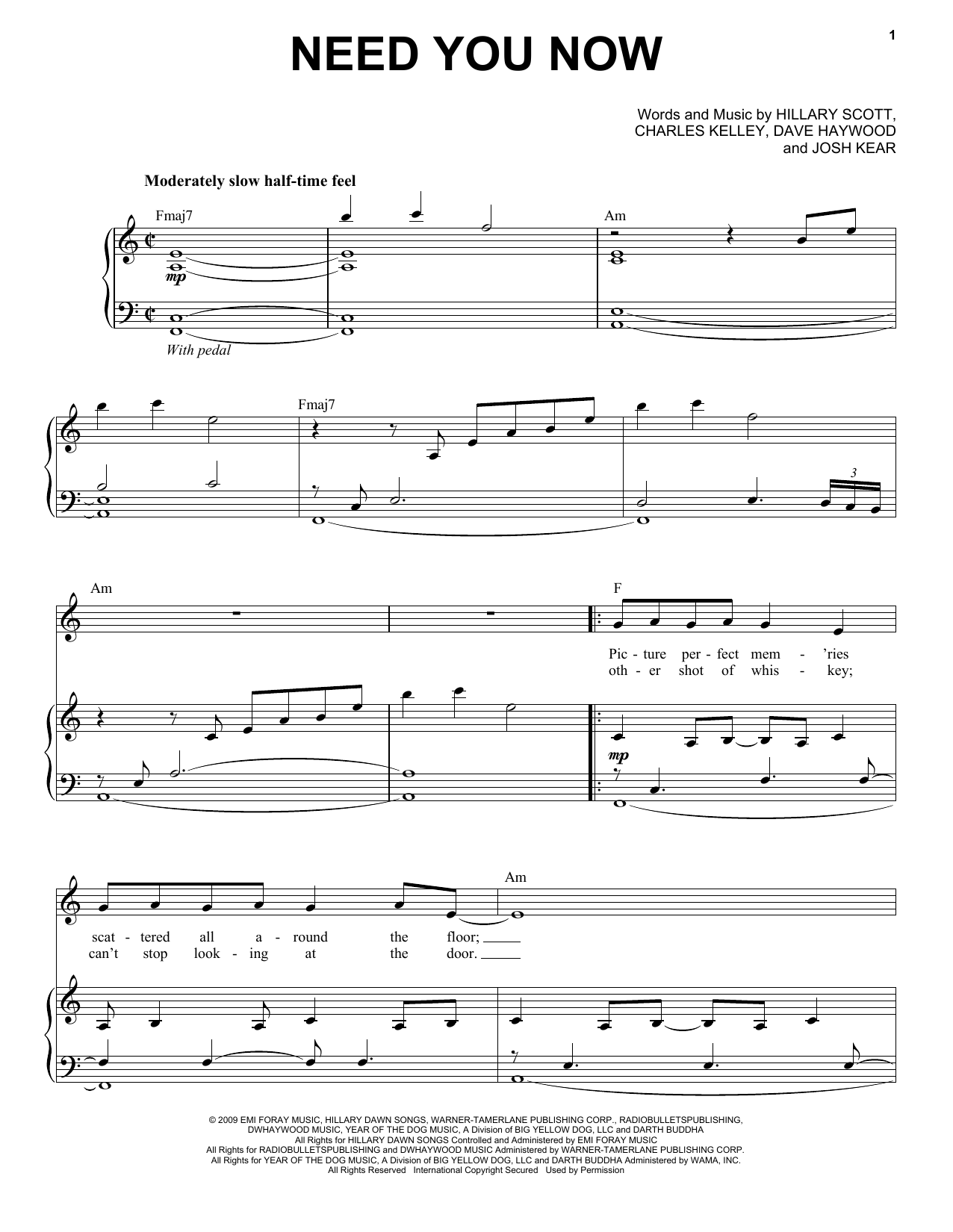 Download Chris Mann Need You Now Sheet Music and learn how to play Piano & Vocal PDF digital score in minutes
