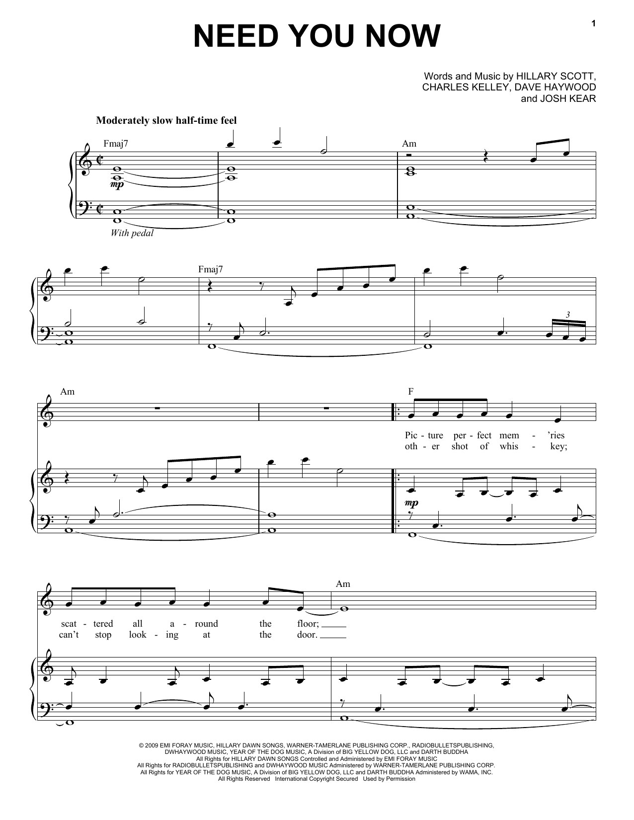 Chris Mann "Need You Now" Sheet Music & Chords Download 6Page Printable PDF Piano & Vocal