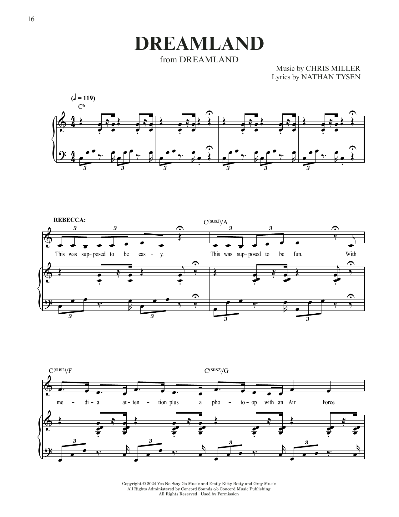 Download Chris Miller & Nathan Tysen Dreamland (from Dreamland) Sheet Music and learn how to play Piano & Vocal PDF digital score in minutes