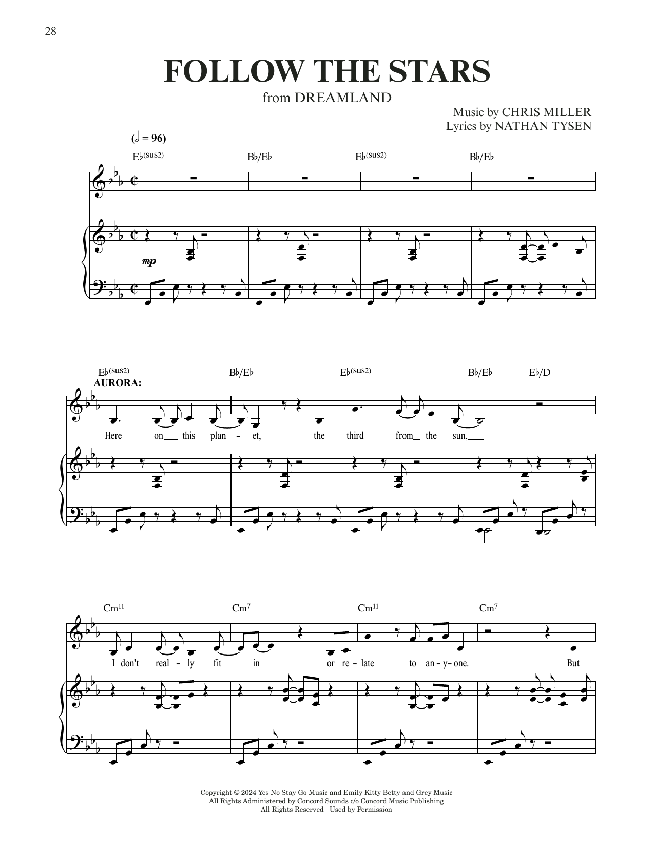 Download Chris Miller & Nathan Tysen Follow The Stars (from Dreamland) Sheet Music and learn how to play Piano & Vocal PDF digital score in minutes