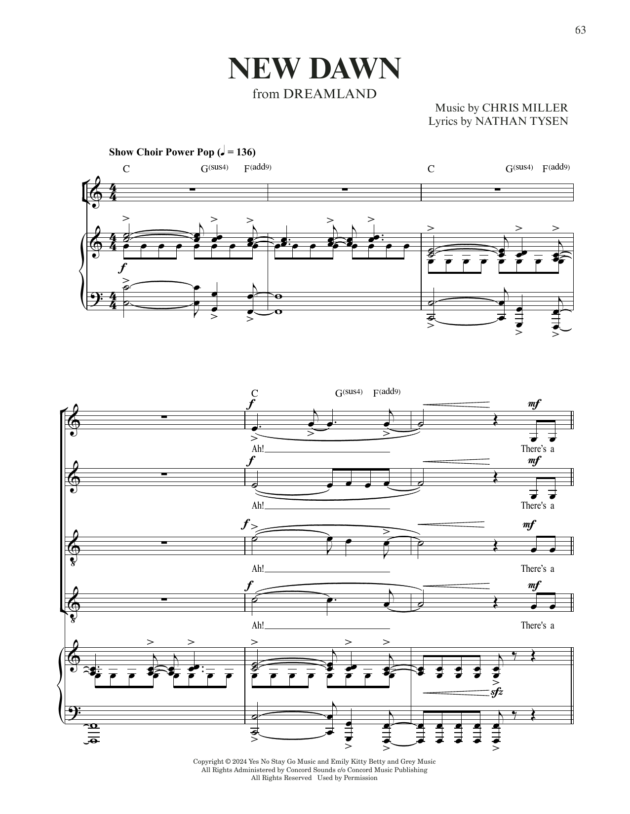 Download Chris Miller & Nathan Tysen New Dawn (from Dreamland) Sheet Music and learn how to play Piano & Vocal PDF digital score in minutes