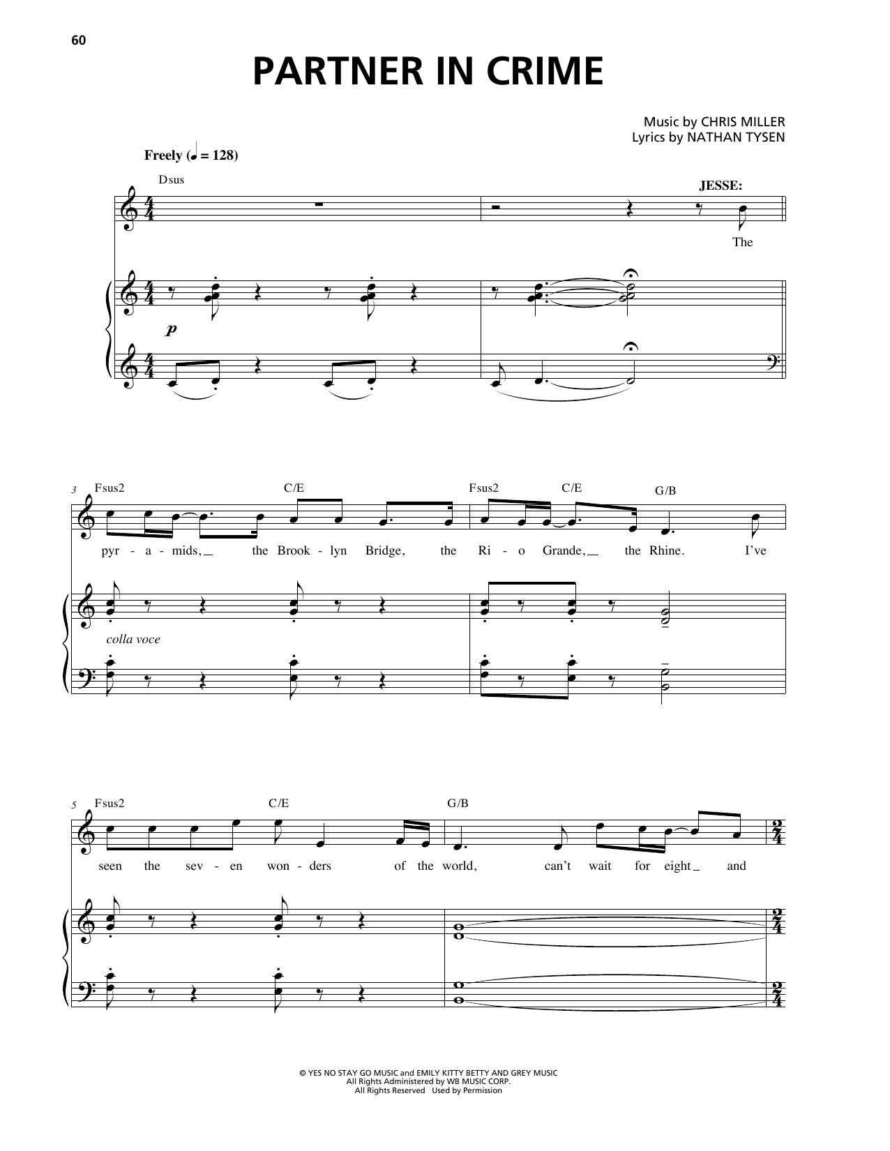 Download Nathan Tysen Partner In Crime Sheet Music and learn how to play Piano & Vocal PDF digital score in minutes