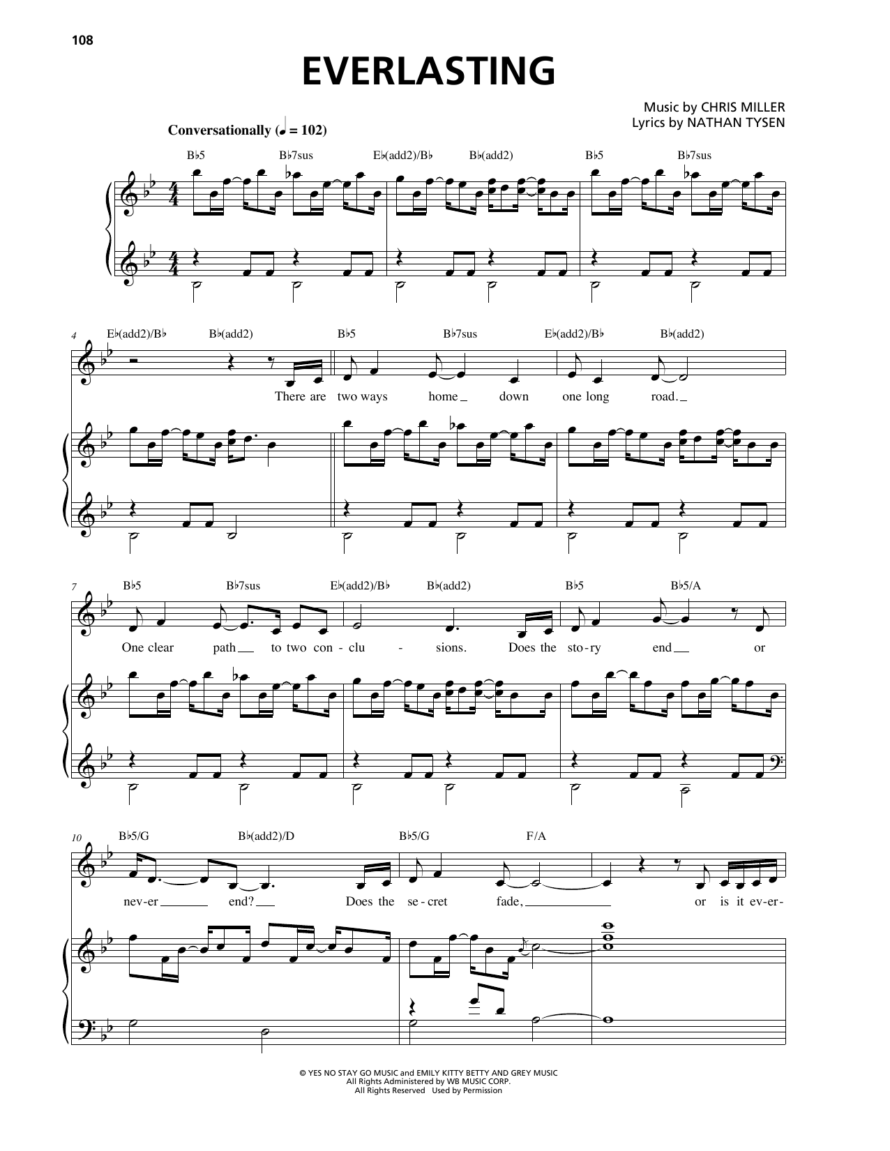 Download Chris Miller Everlasting Sheet Music and learn how to play Piano & Vocal PDF digital score in minutes