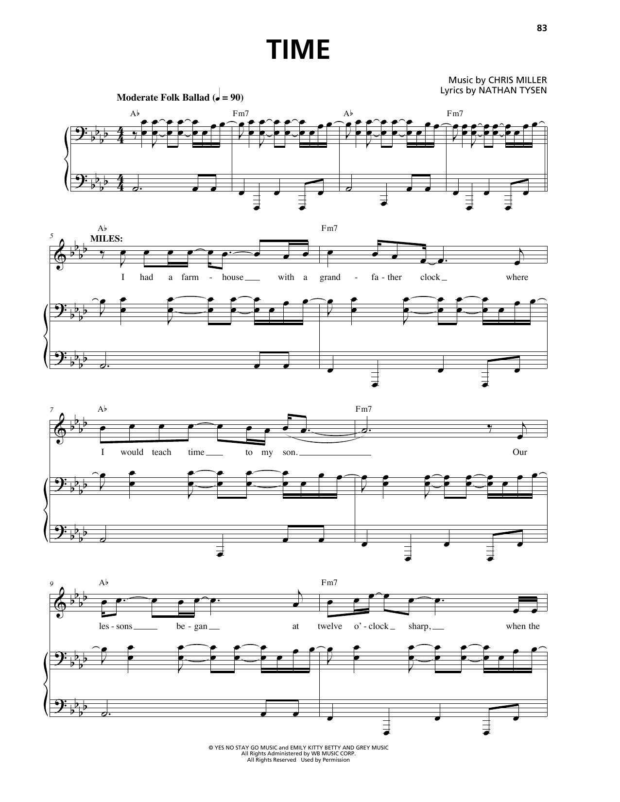 Download Chris Miller Time Sheet Music and learn how to play Piano & Vocal PDF digital score in minutes