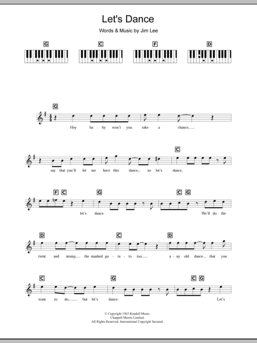 Download Chris Montez Let's Dance Sheet Music and learn how to play Keyboard PDF digital score in minutes