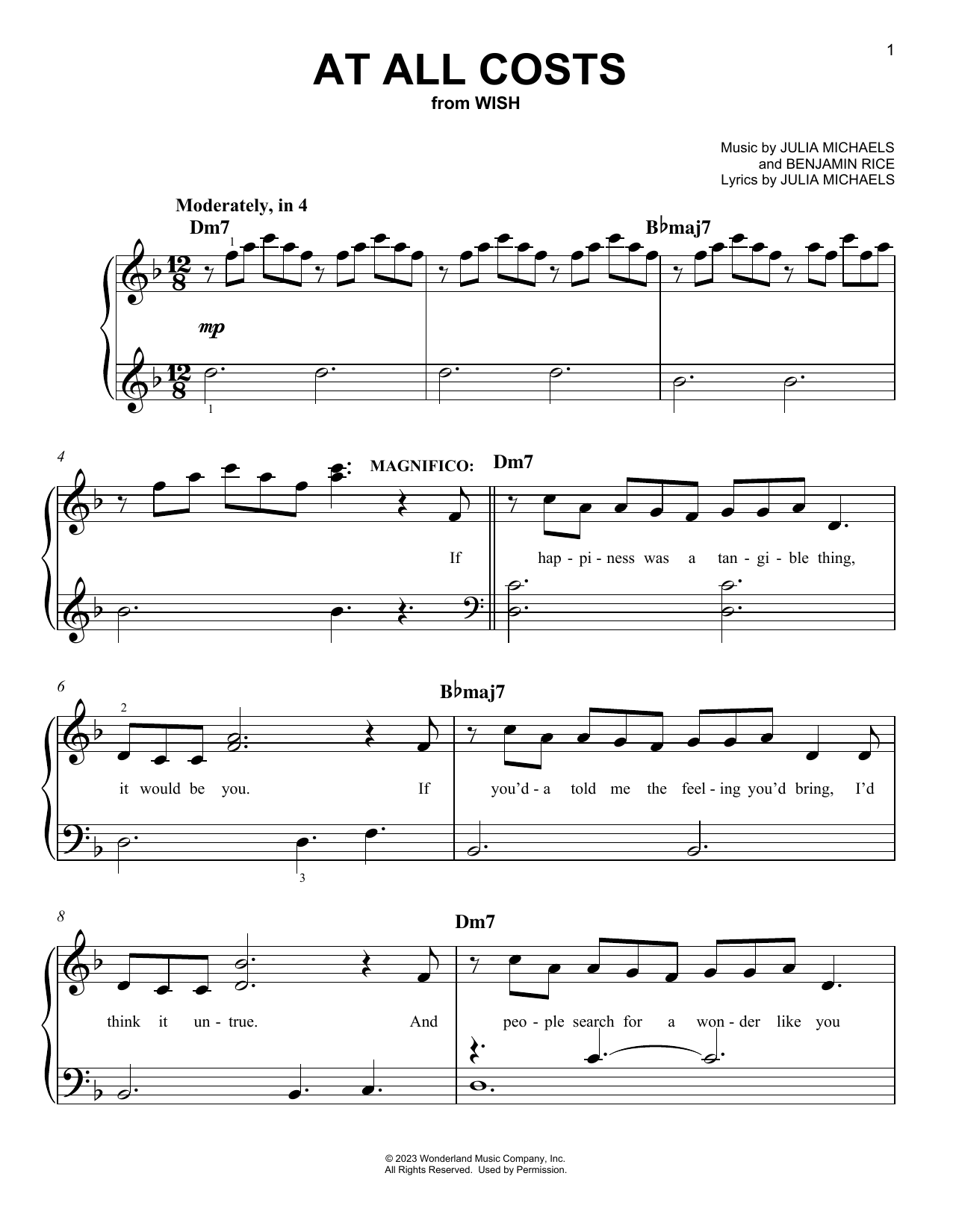 Download Chris Pine and Ariana DeBose At All Costs (from Wish) Sheet Music and learn how to play Piano, Vocal & Guitar Chords (Right-Hand Melody) PDF digital score in minutes