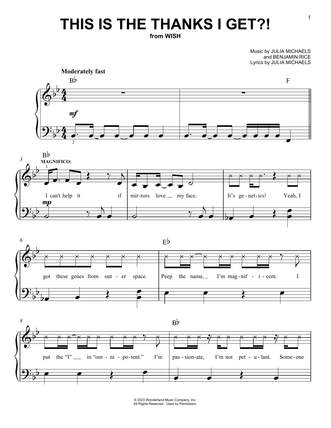 Download Chris Pine This Is The Thanks I Get?! (from Wish) Sheet Music and learn how to play Piano, Vocal & Guitar Chords (Right-Hand Melody) PDF digital score in minutes