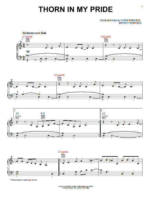 Download Chris Robinson Thorn In My Pride Sheet Music and learn how to play Piano, Vocal & Guitar (Right-Hand Melody) PDF digital score in minutes